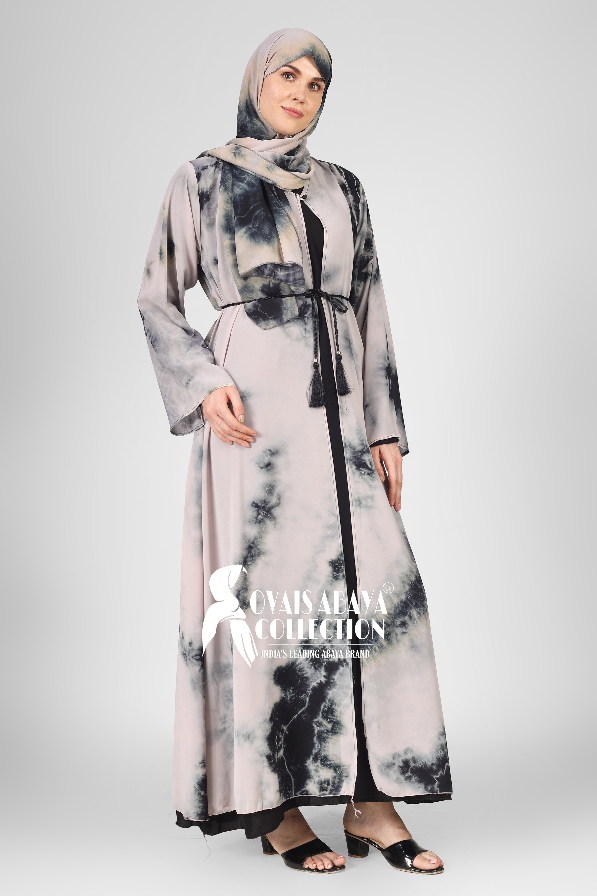 TAI DIE DOUBLE SHRUG ABAYA | PEACH