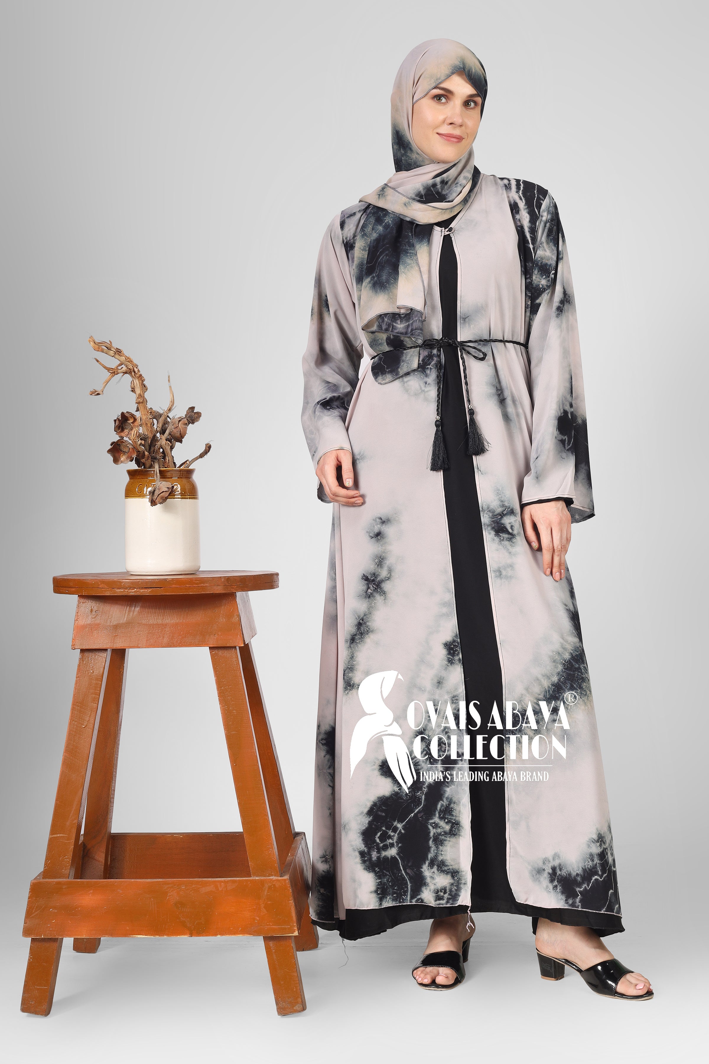 TAI DIE DOUBLE SHRUG ABAYA | PEACH