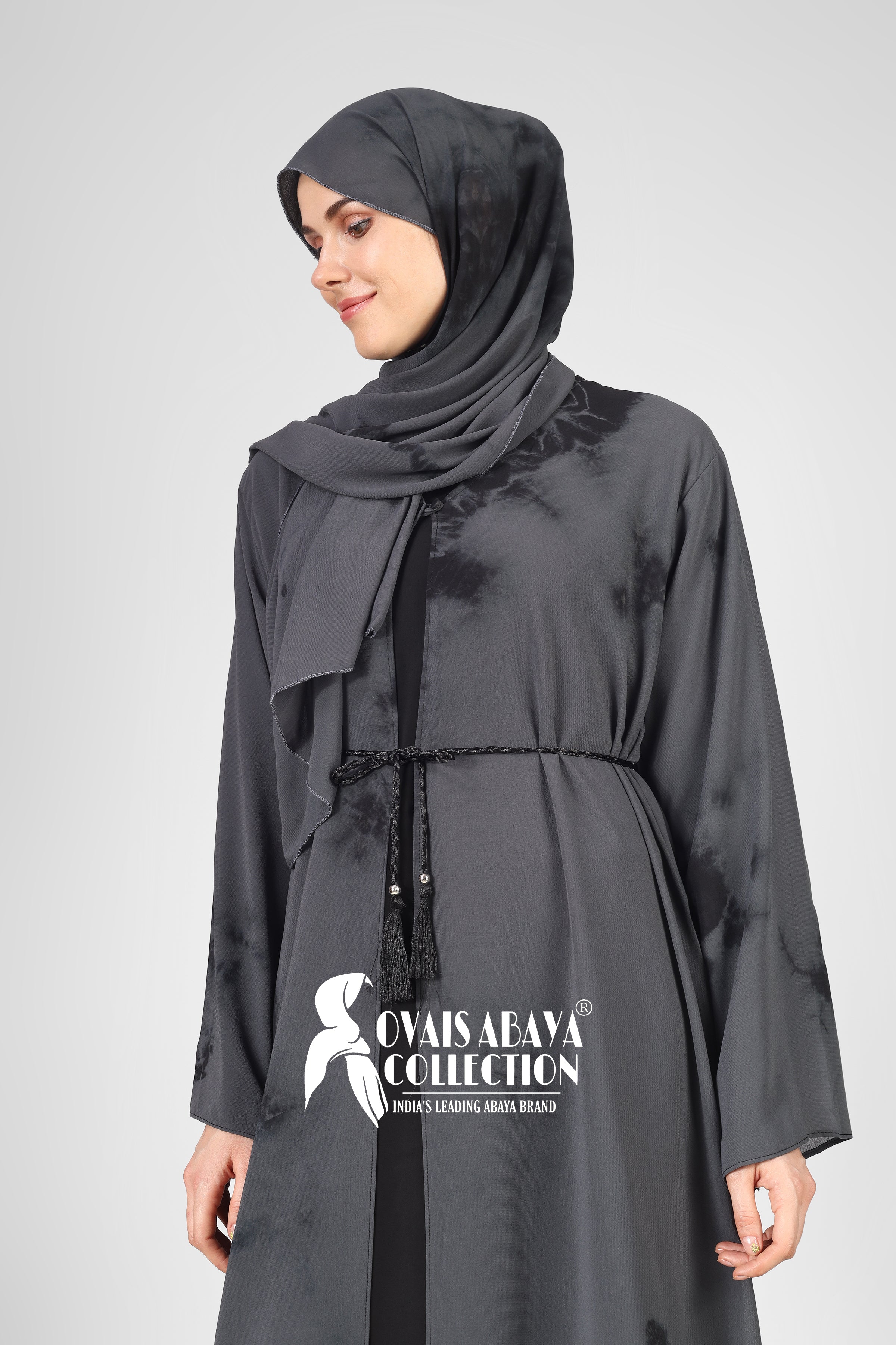 TAI DIE DOUBLE SHRUG ABAYA | GRAY