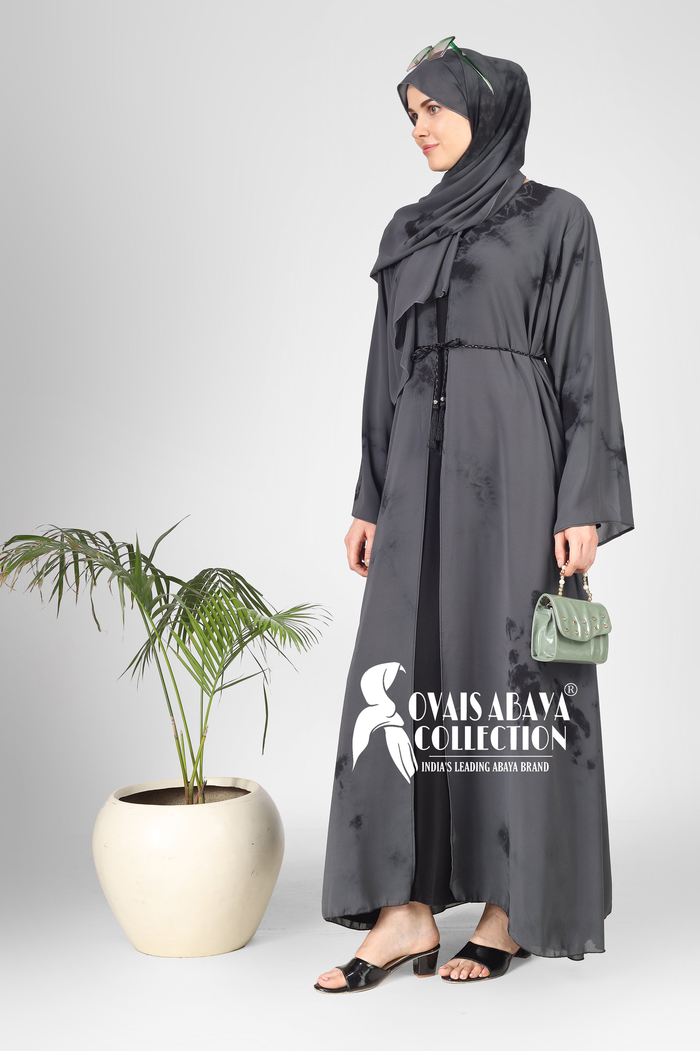 TAI DIE DOUBLE SHRUG ABAYA | GRAY