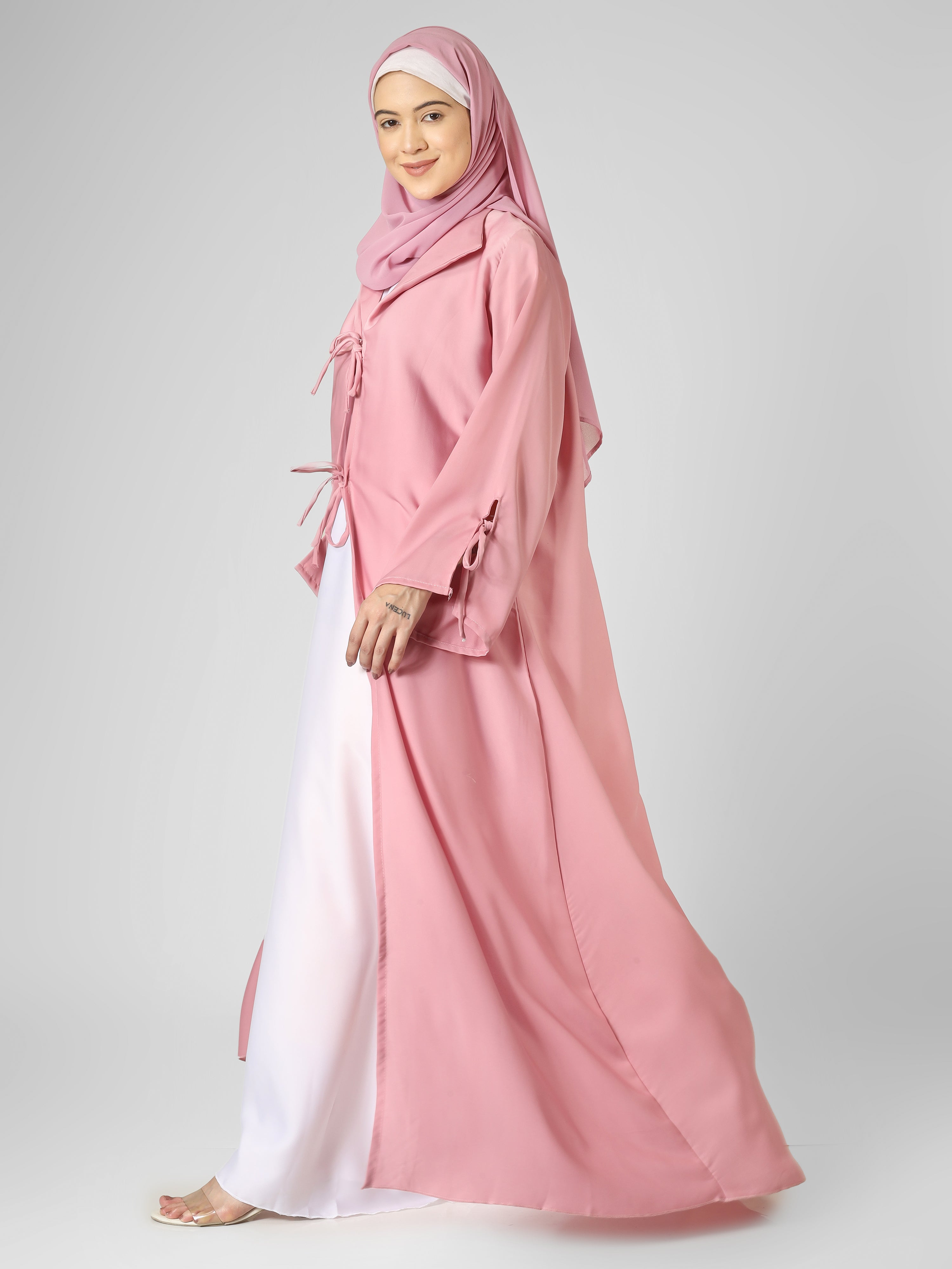 AIMAN DOUBLE SHRUG ABAYA - PINK