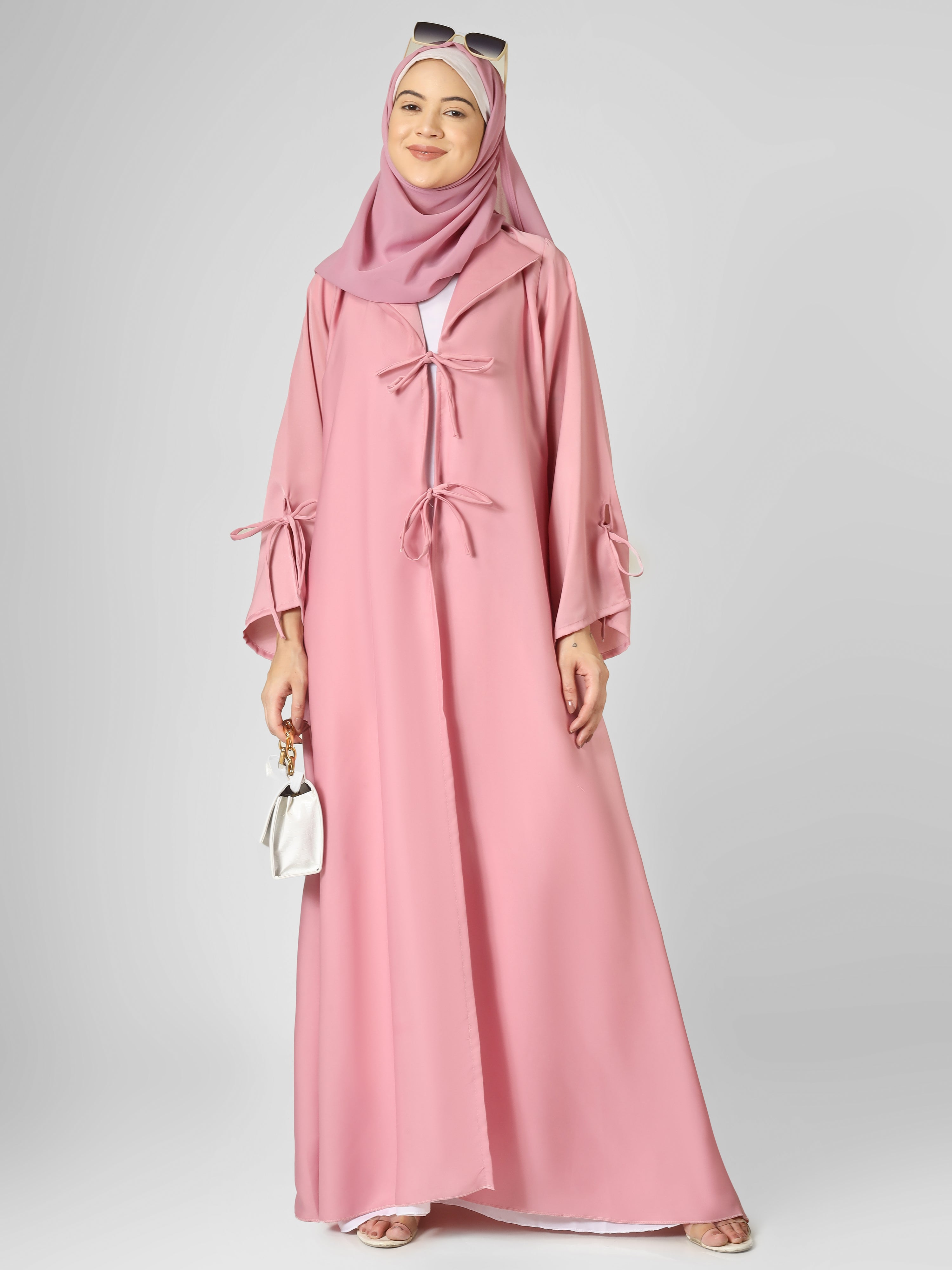 AIMAN DOUBLE SHRUG ABAYA - PINK