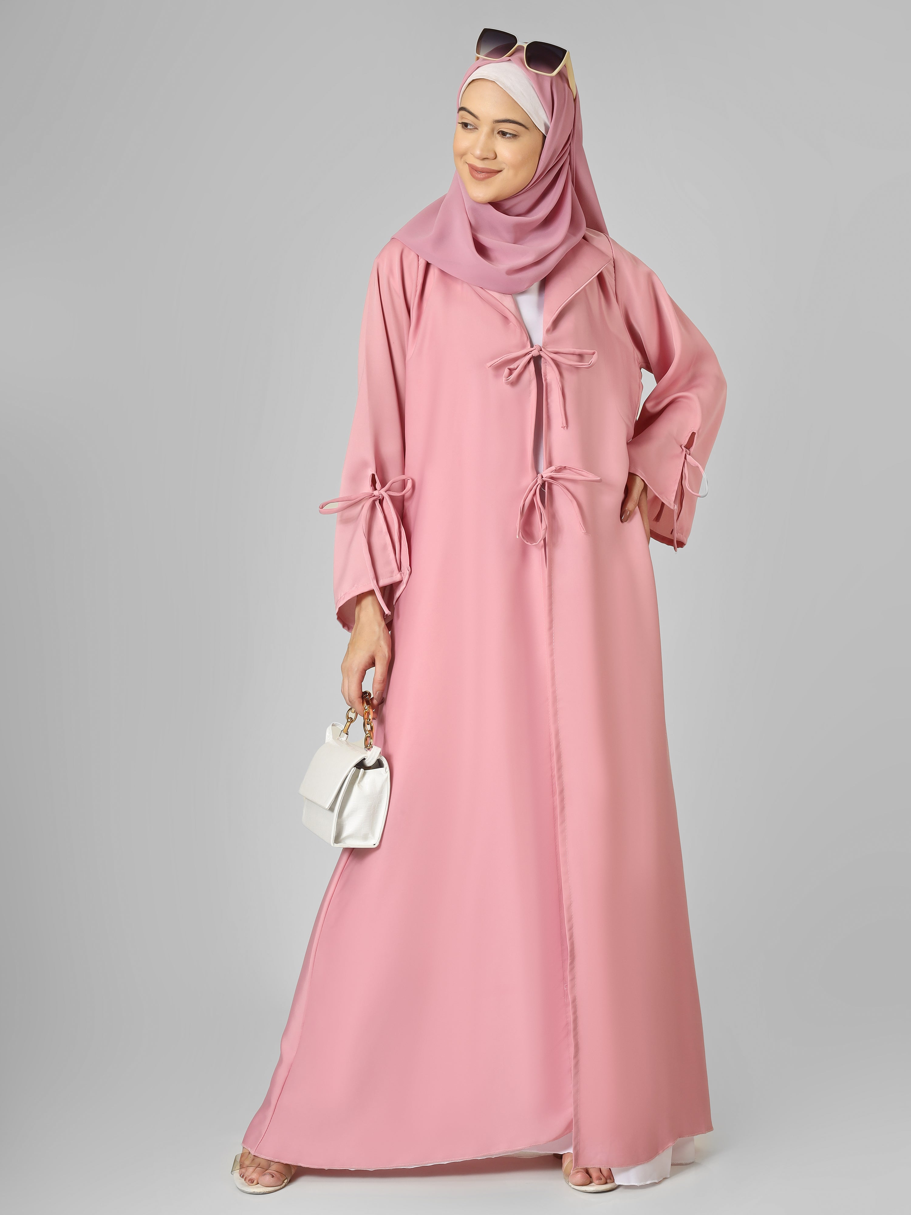 AIMAN DOUBLE SHRUG ABAYA - PINK
