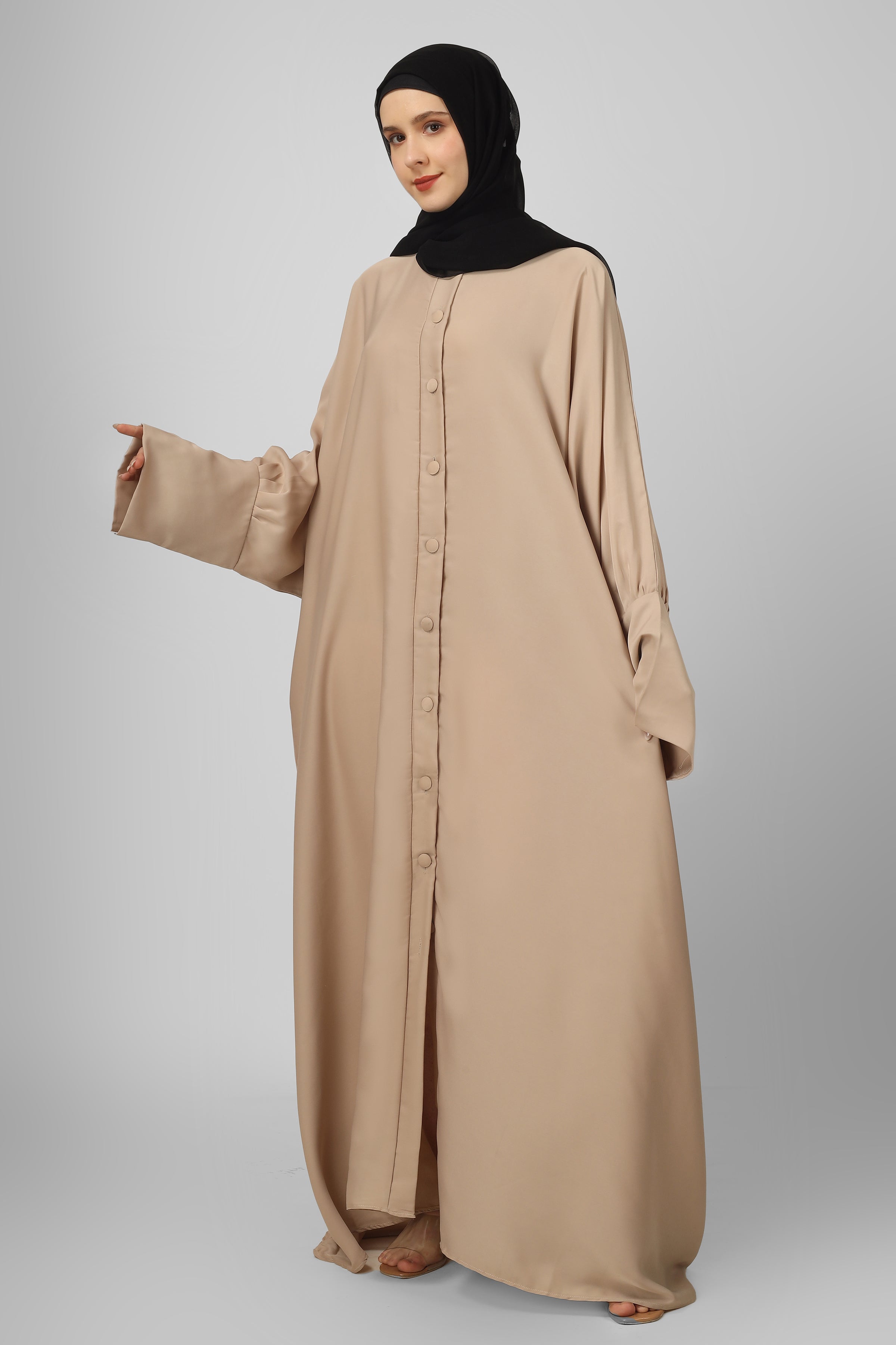 870 FITTING SLEEVE ABAYA | NUDE