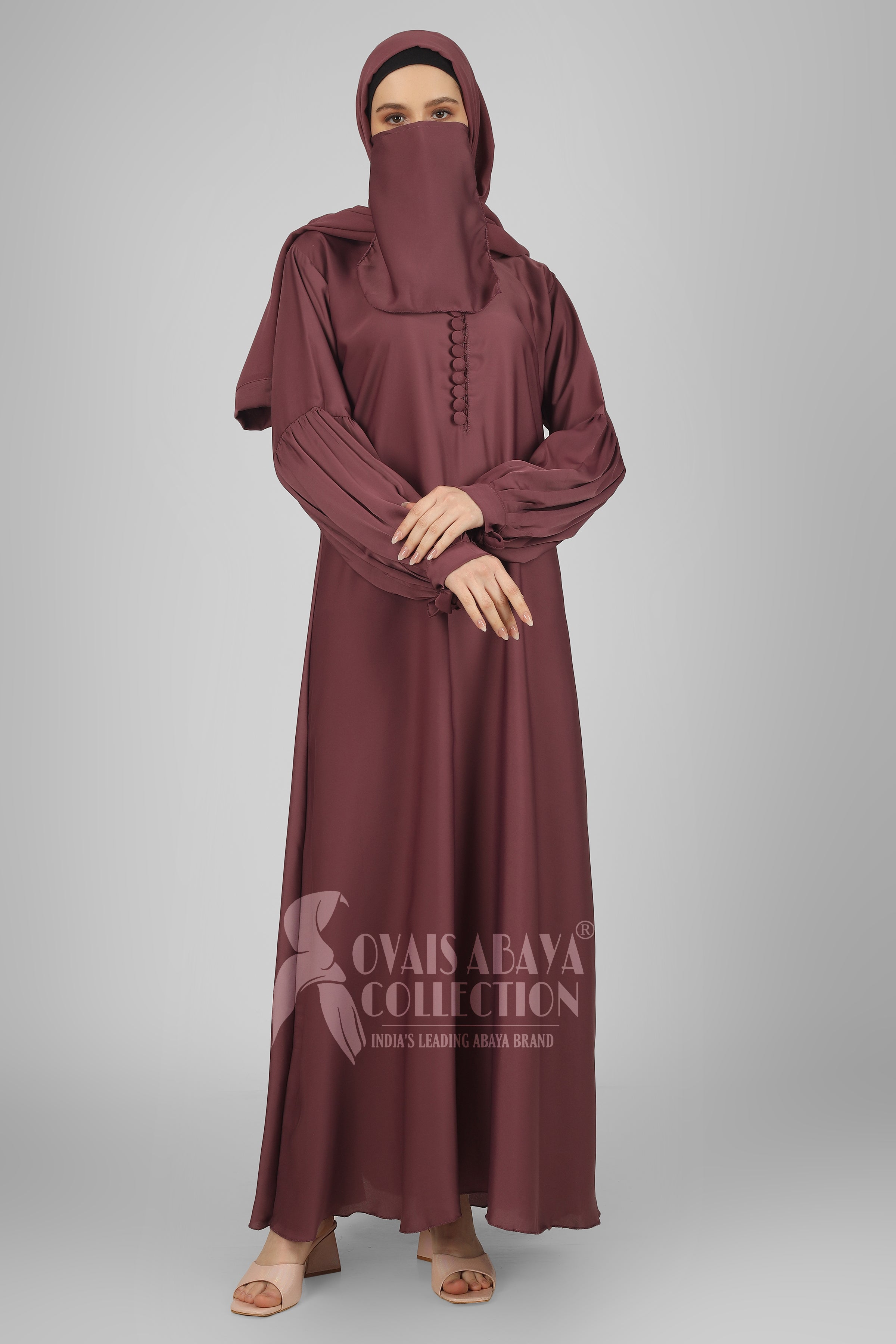 TASMIYA CUFFED SLEEVES ABAYA | PINK