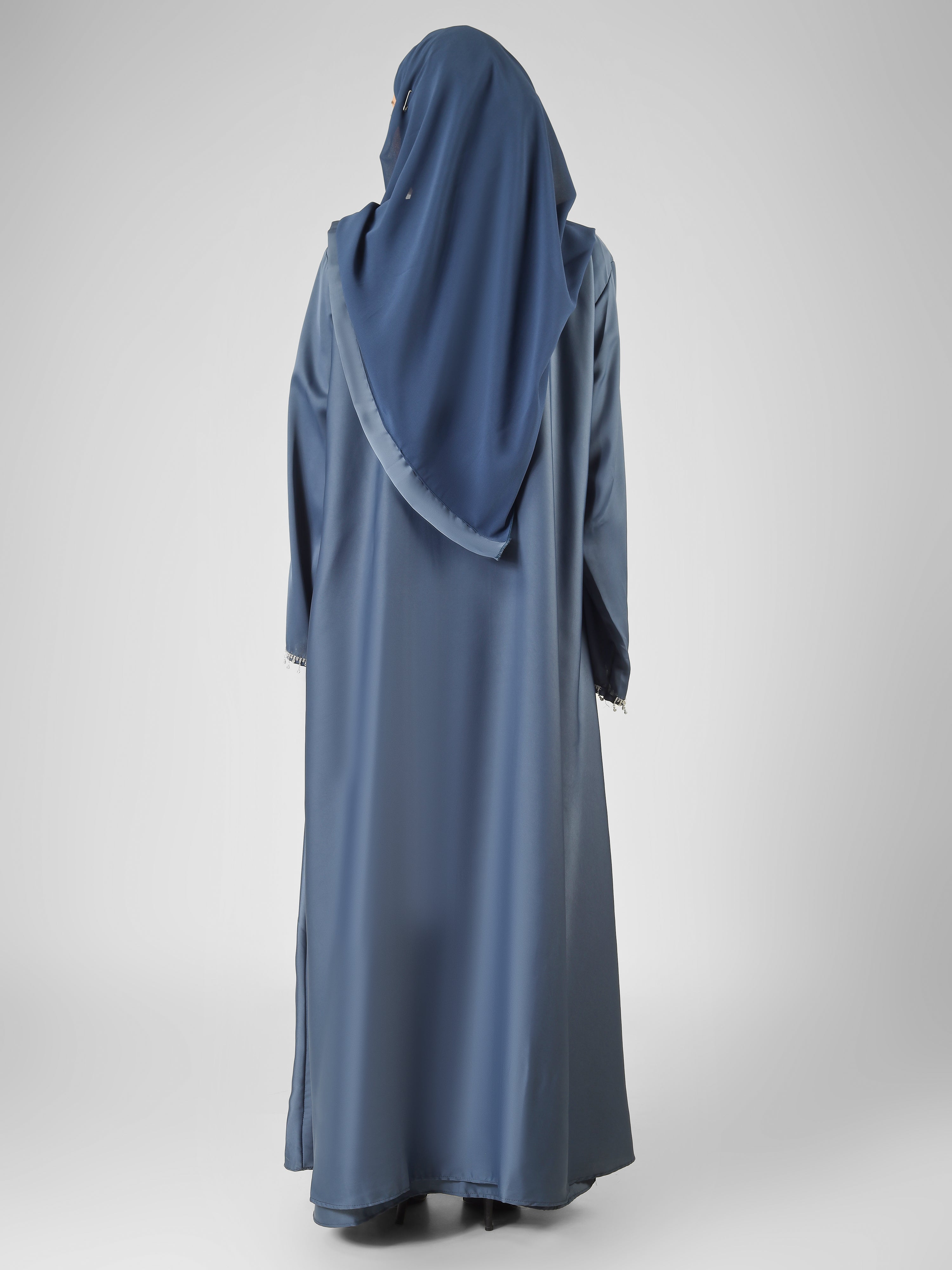 SAFFIA DOUBLE SHRUG LACE ABAYA | ASH GRAY