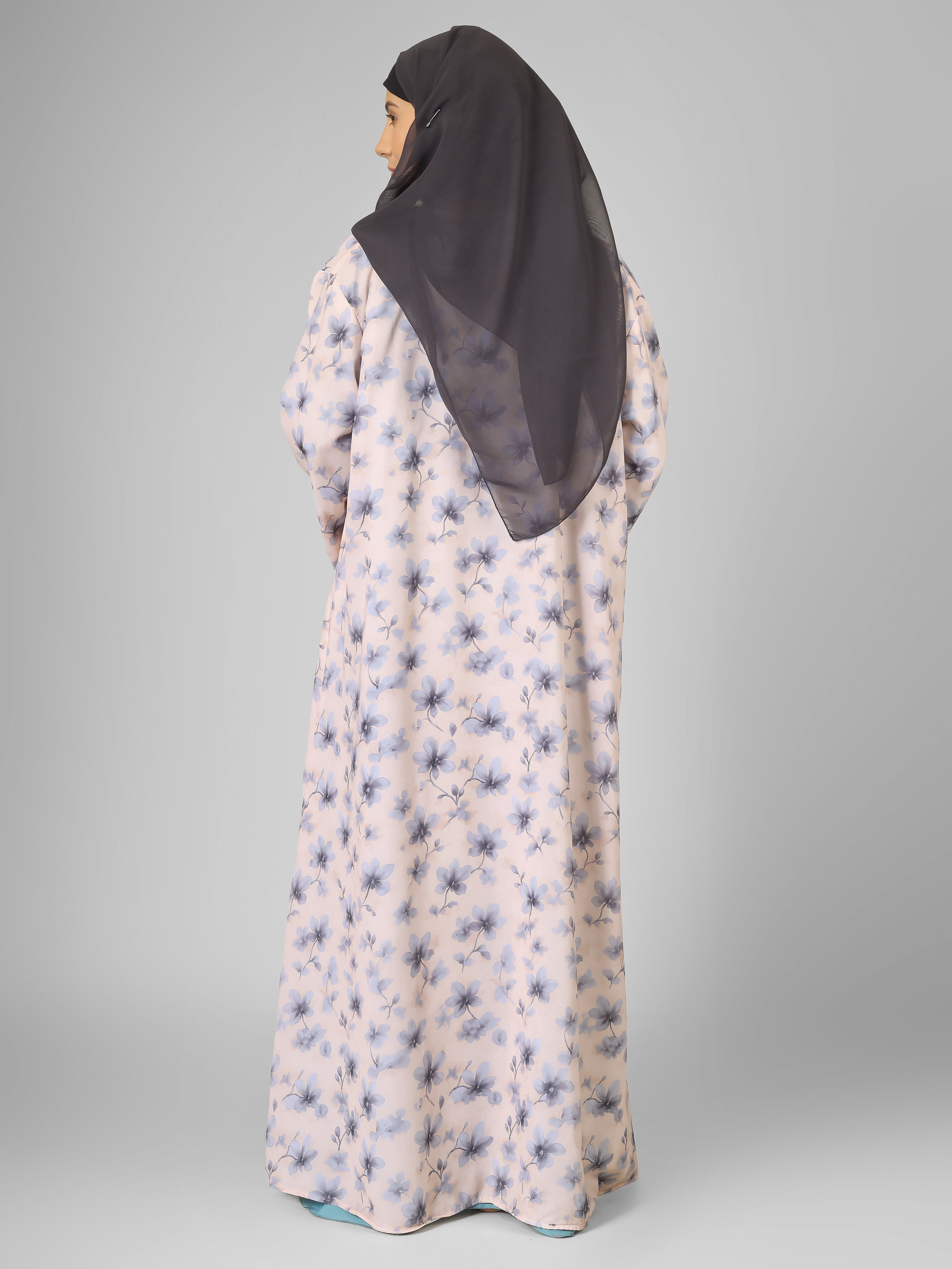 SADAF DOUBLE SHRUG ABAYA | SKY BLUE