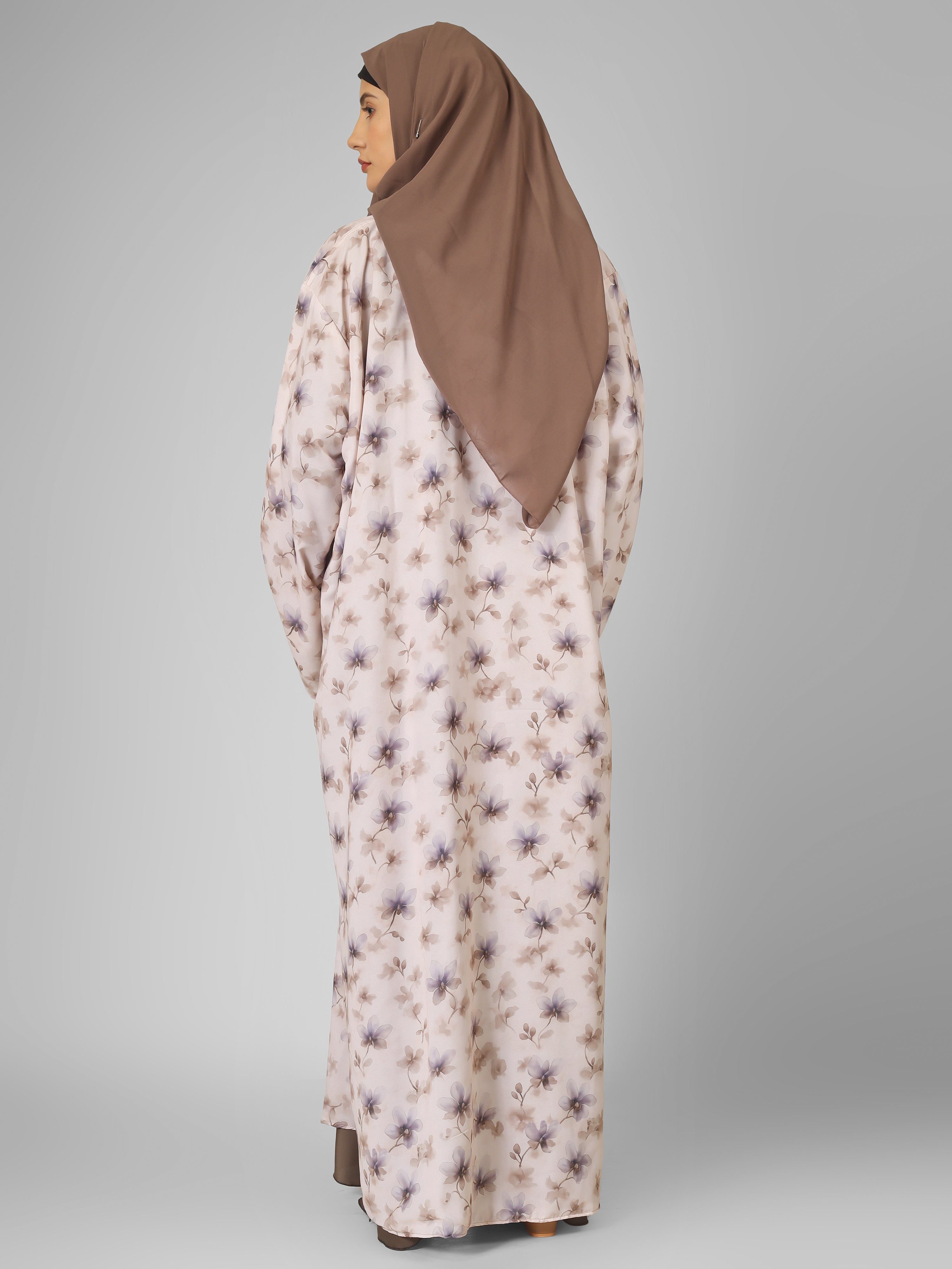SADAF DOUBLE SHRUG ABAYA | COFFEE