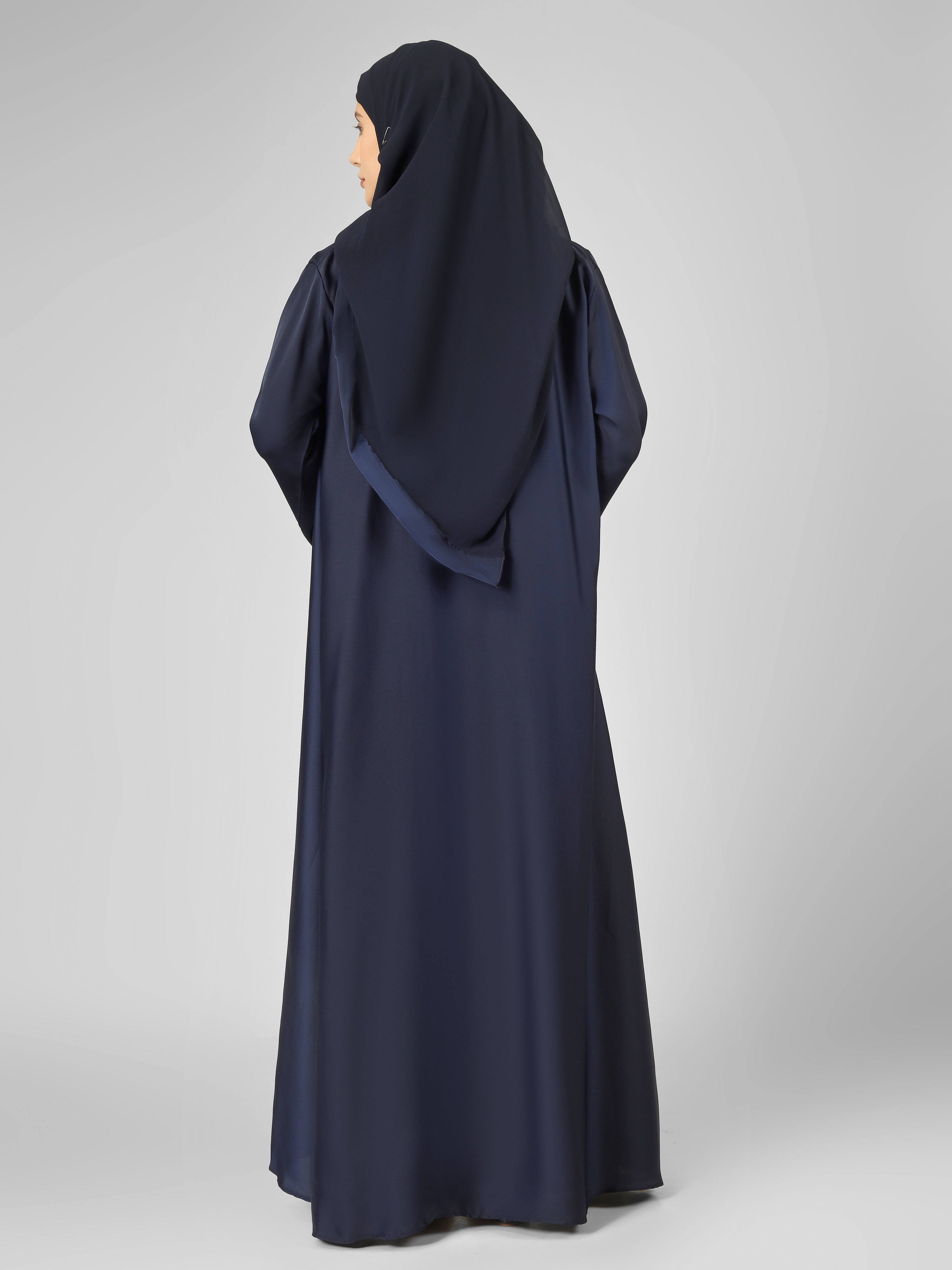 SAFFIA DOUBLE SHRUG LACE ABAYA | NAVY BLUE