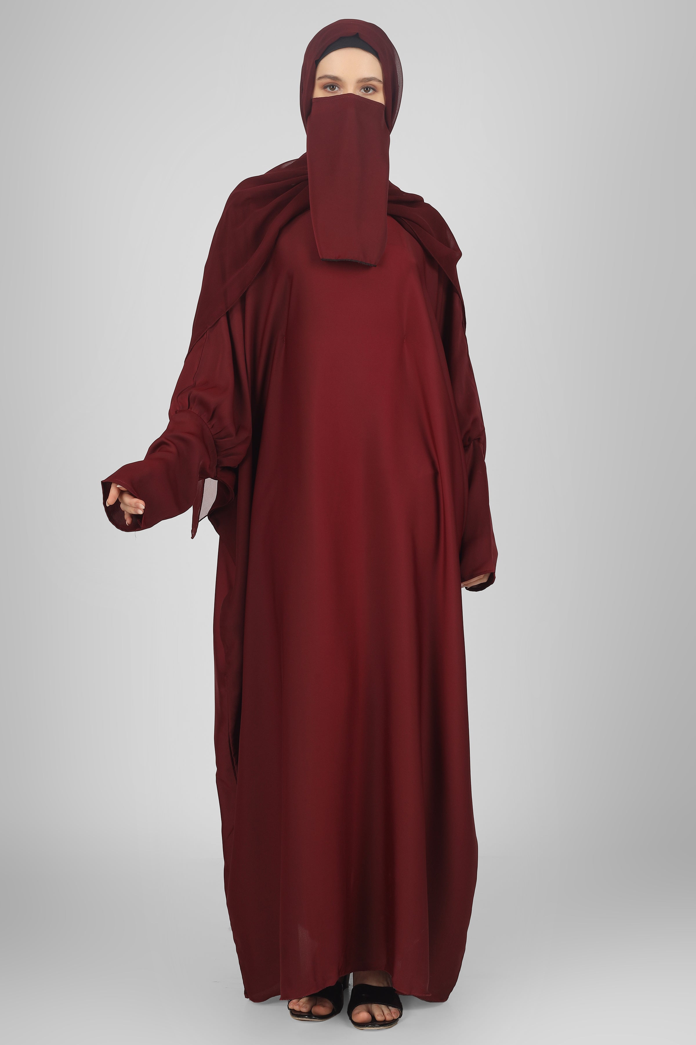 1071 FITTING SLEEVE ABAYA | MAROON