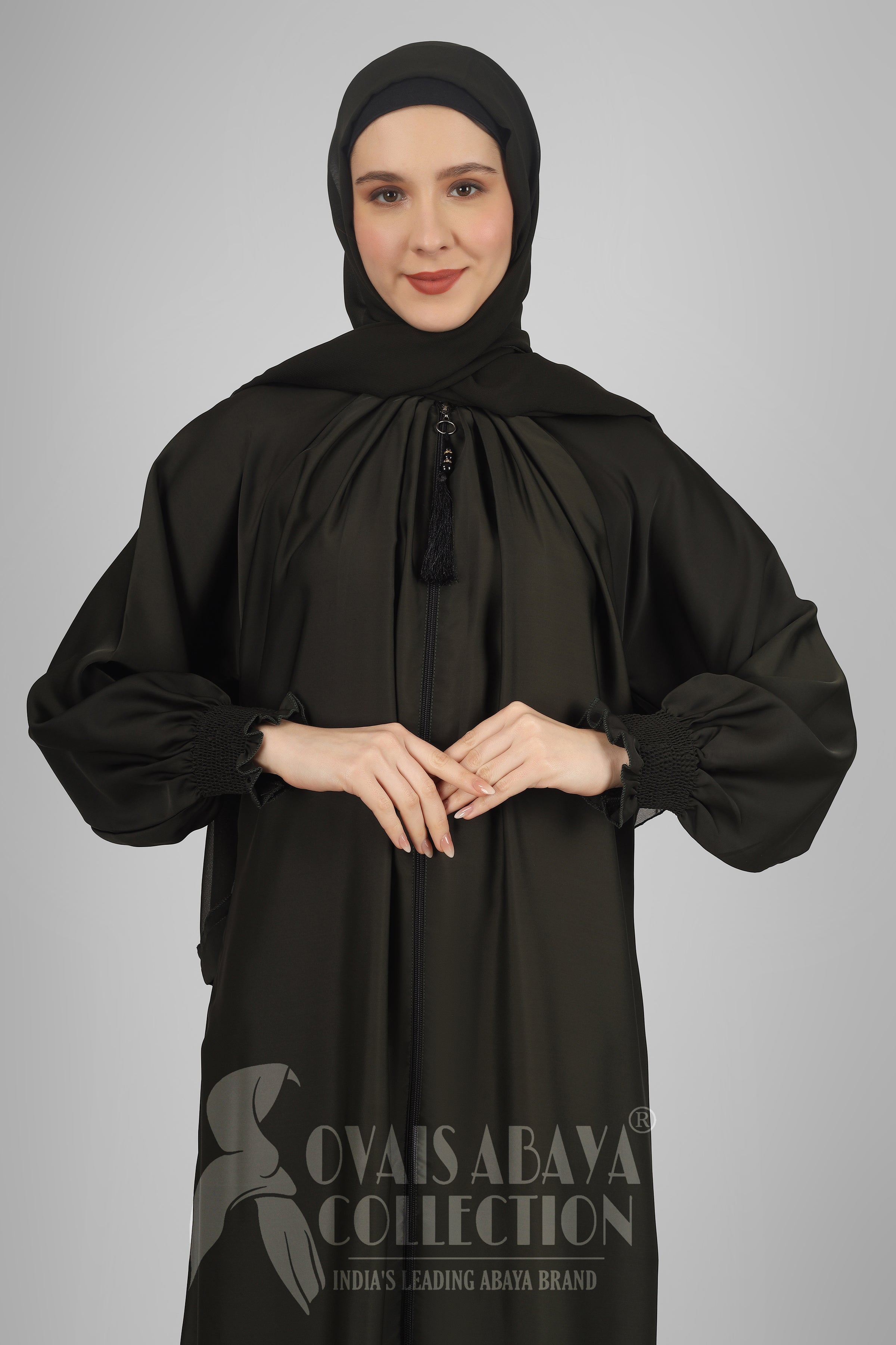 SARA ZIPPER ABAYA | OLIVE