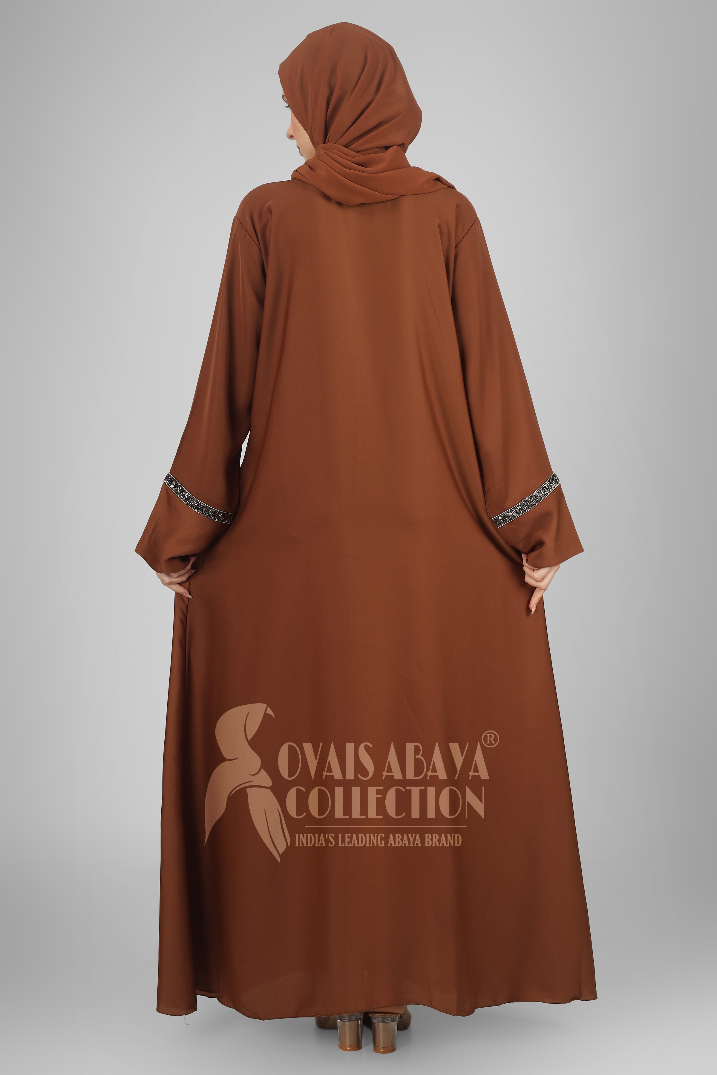 LAIBA STONE LACE ABAYA | COPPER