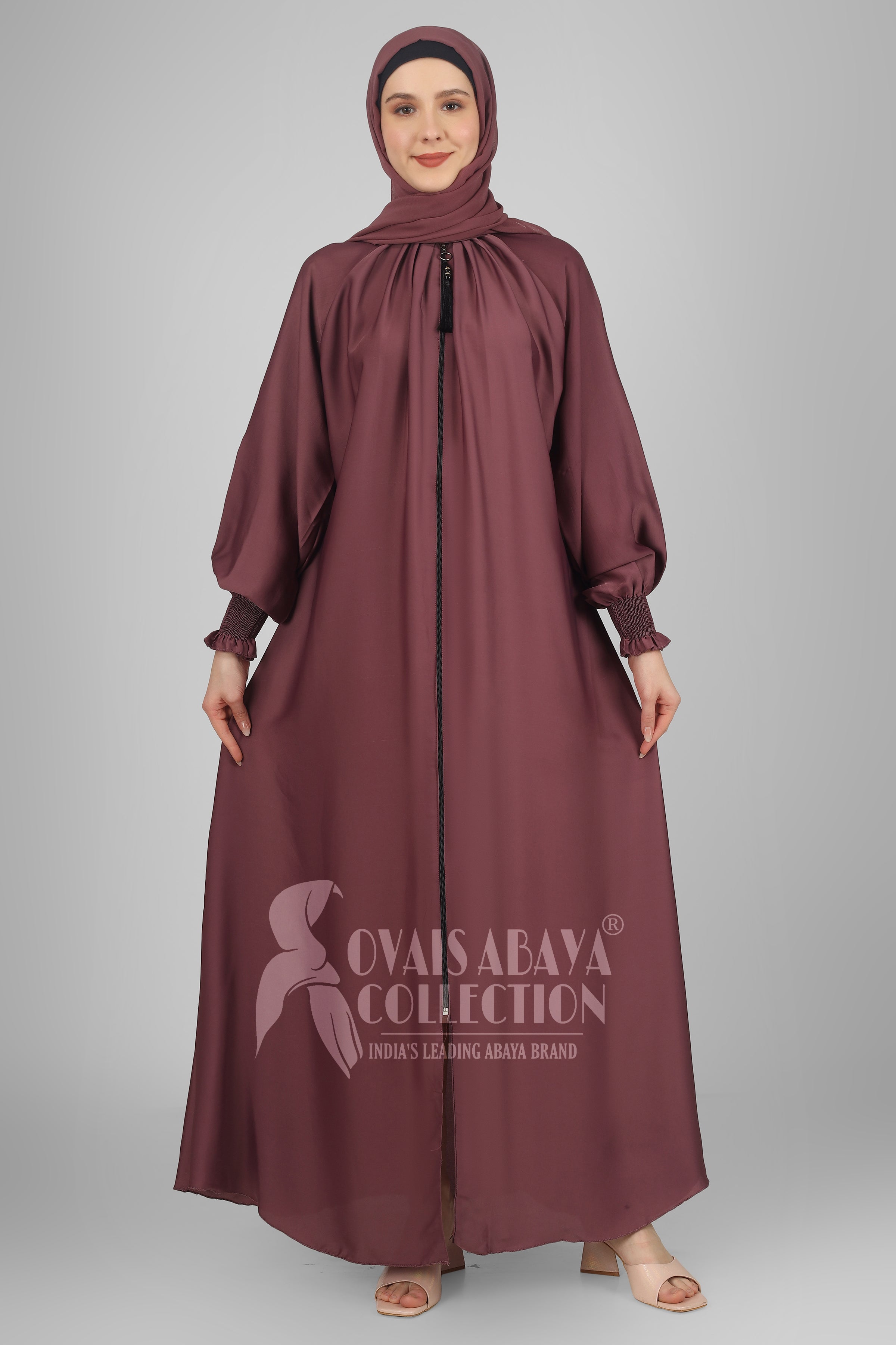 SARA ZIPPER ABAYA | BURGUNDY