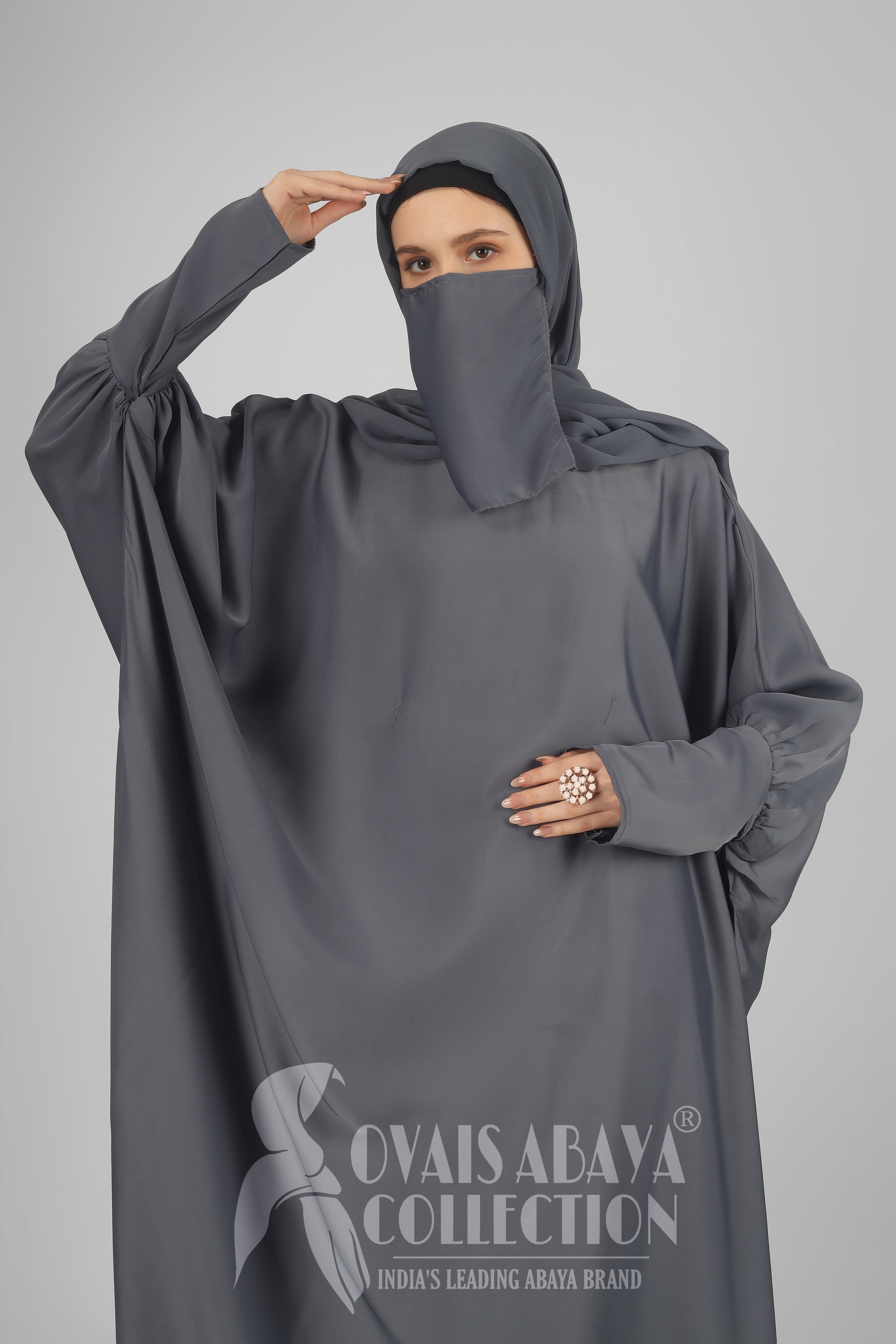1071 Beautifull Fitting Sleeve Abaya GRAY ( Best For Daily Wear )