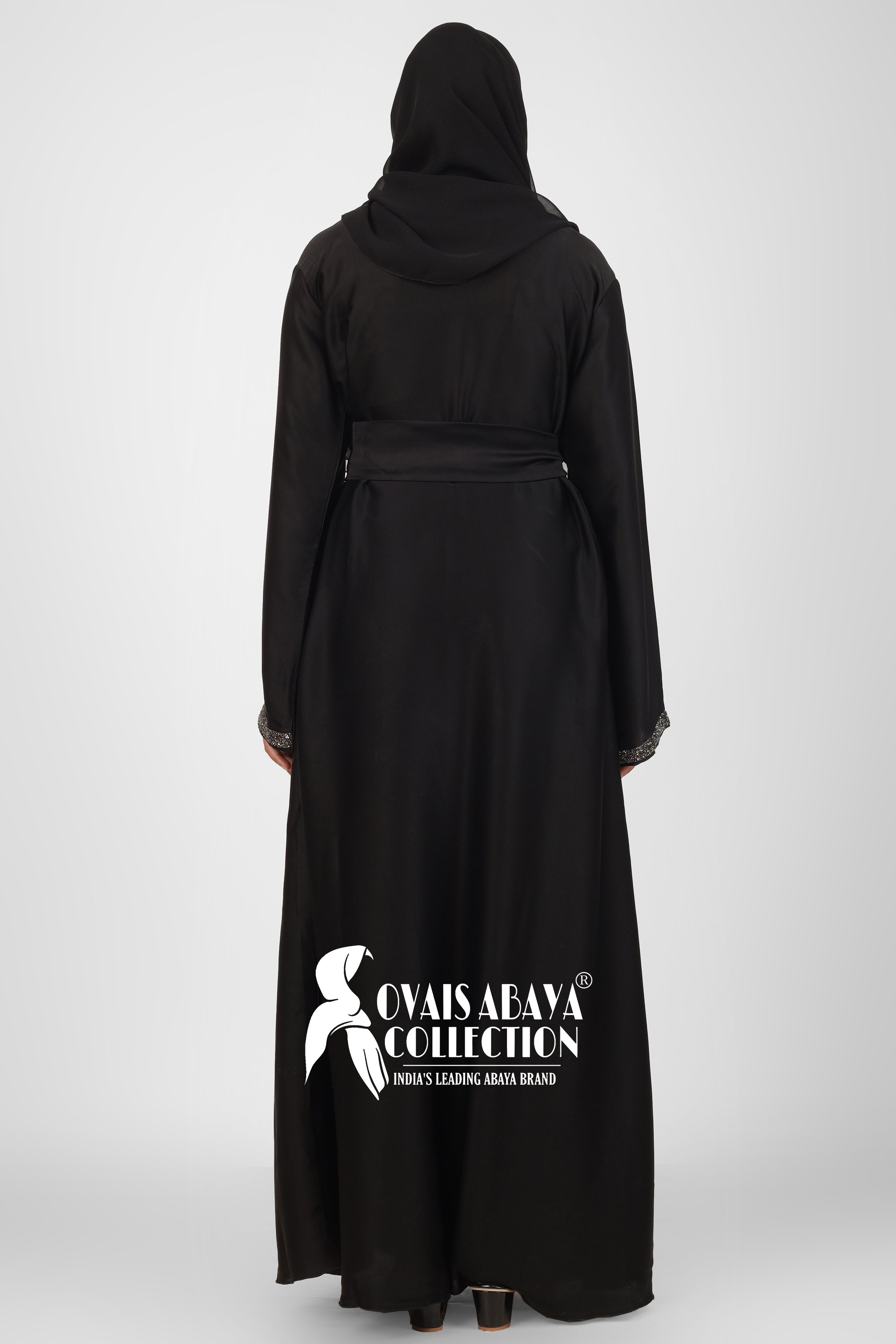 ZAINAB STONE LACE ABAYA | BLACK