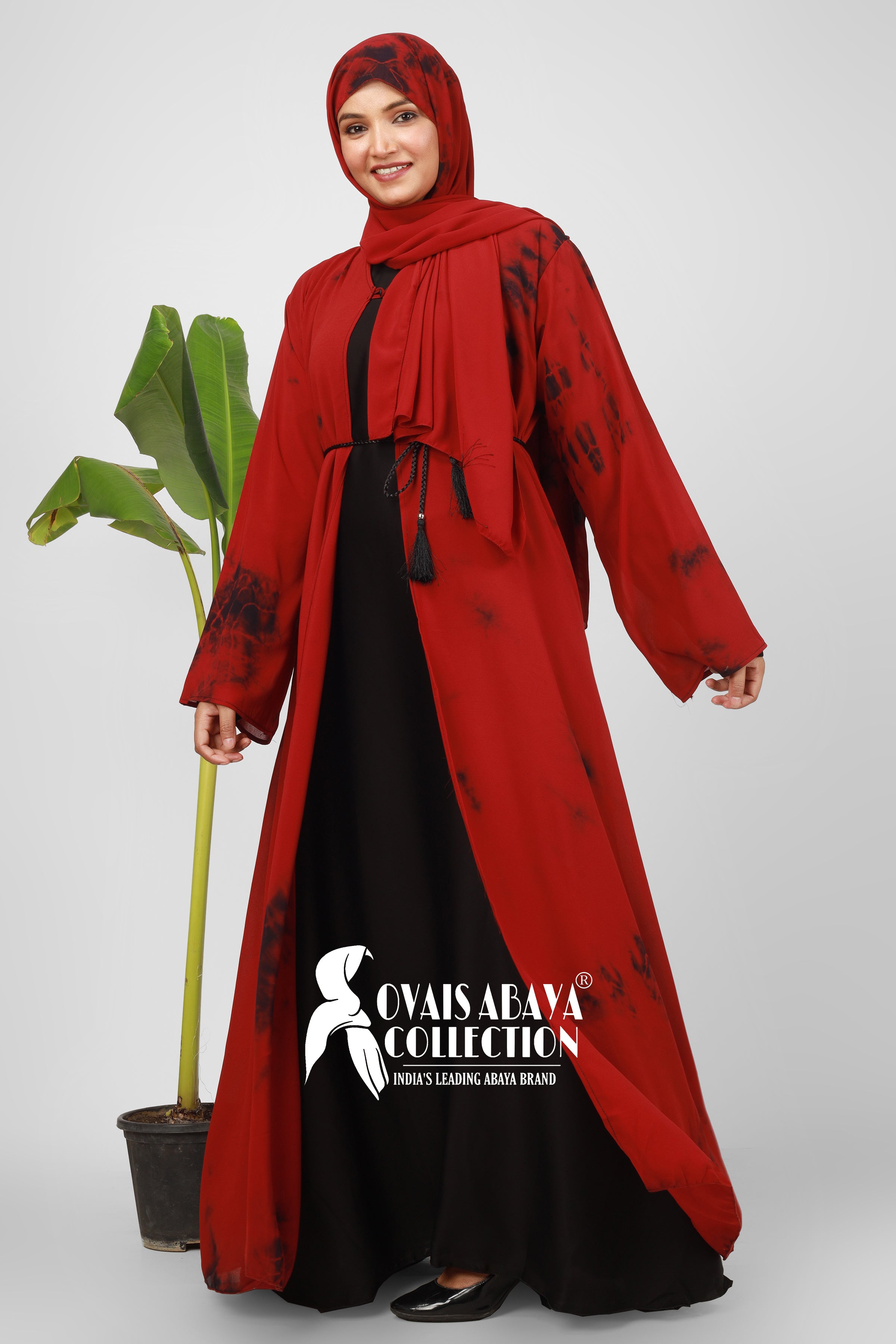 TAI DIE DOUBLE SHRUG ABAYA | RED