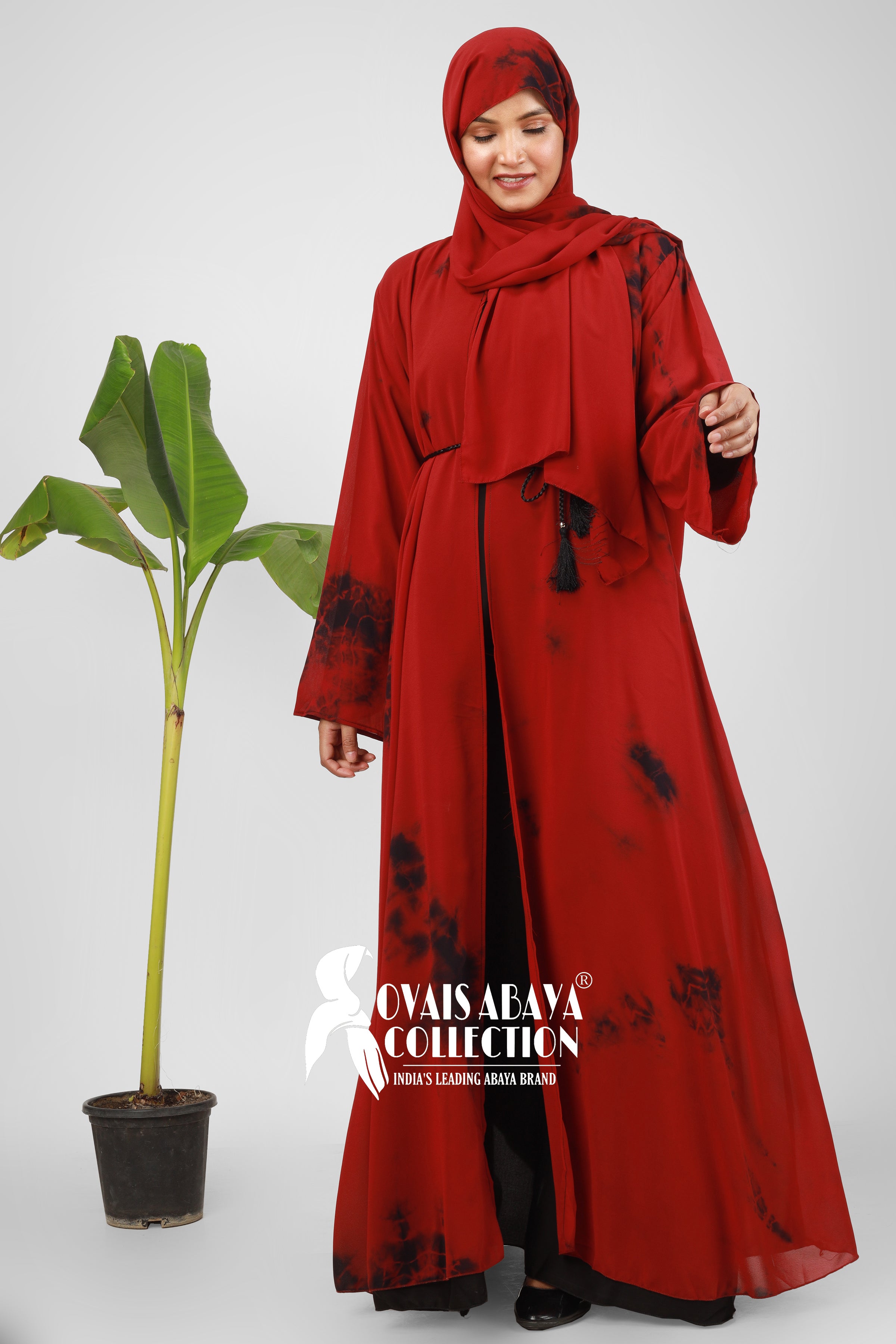 TAI DIE DOUBLE SHRUG ABAYA | RED