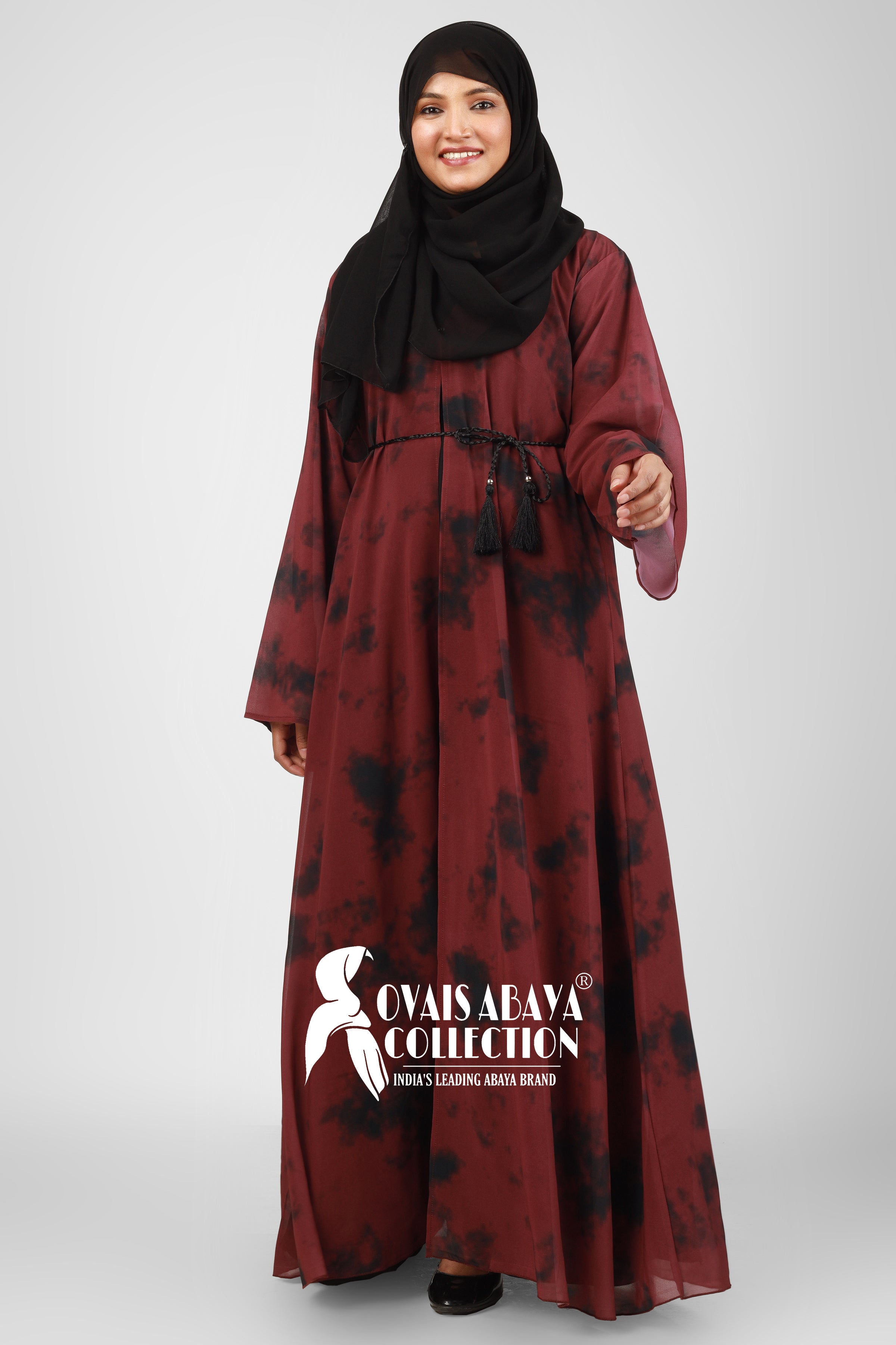 TAI DIE DOUBLE SHRUG ABAYA | MAROON