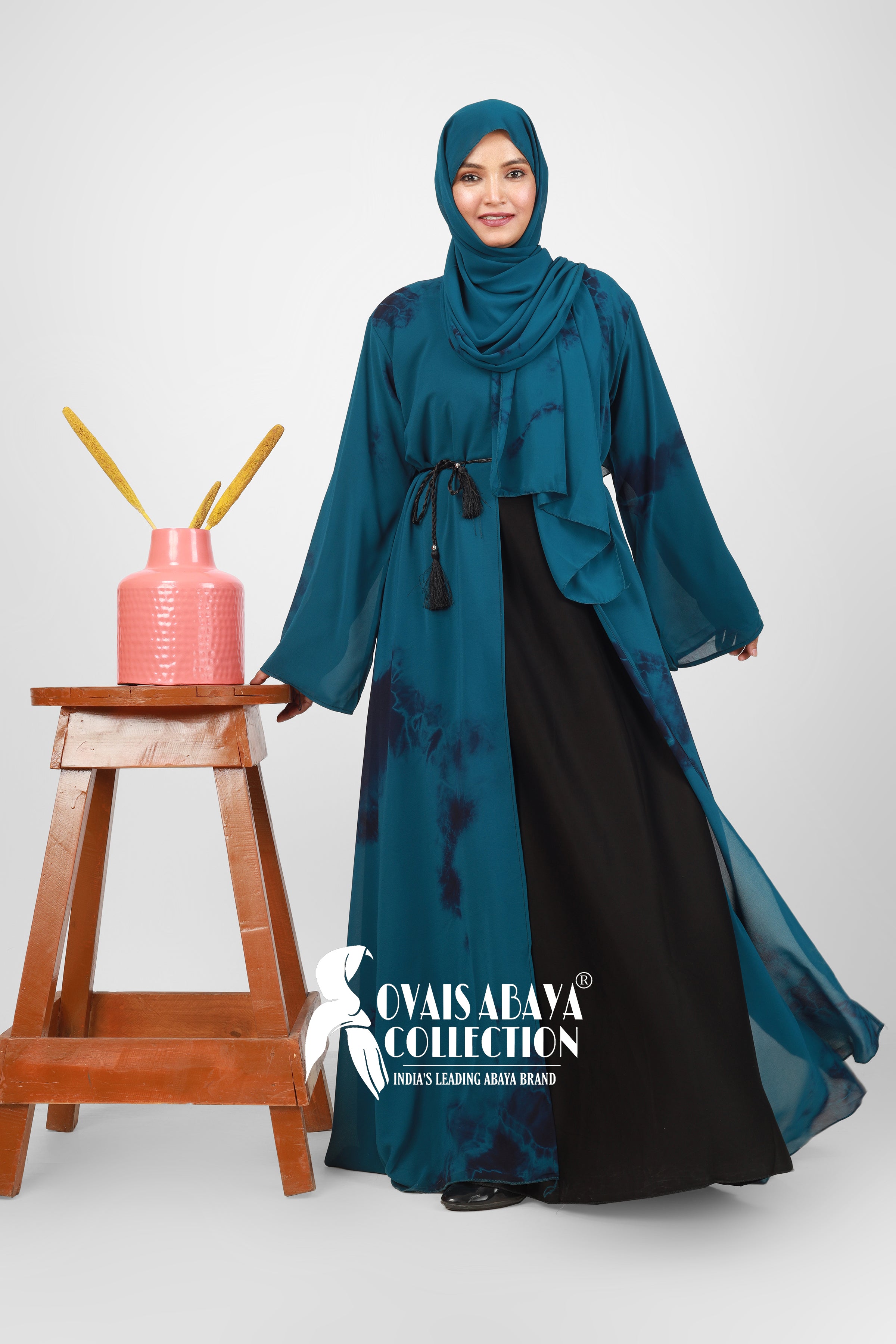 TAI DIE DOUBLE SHRUG ABAYA | TEAL
