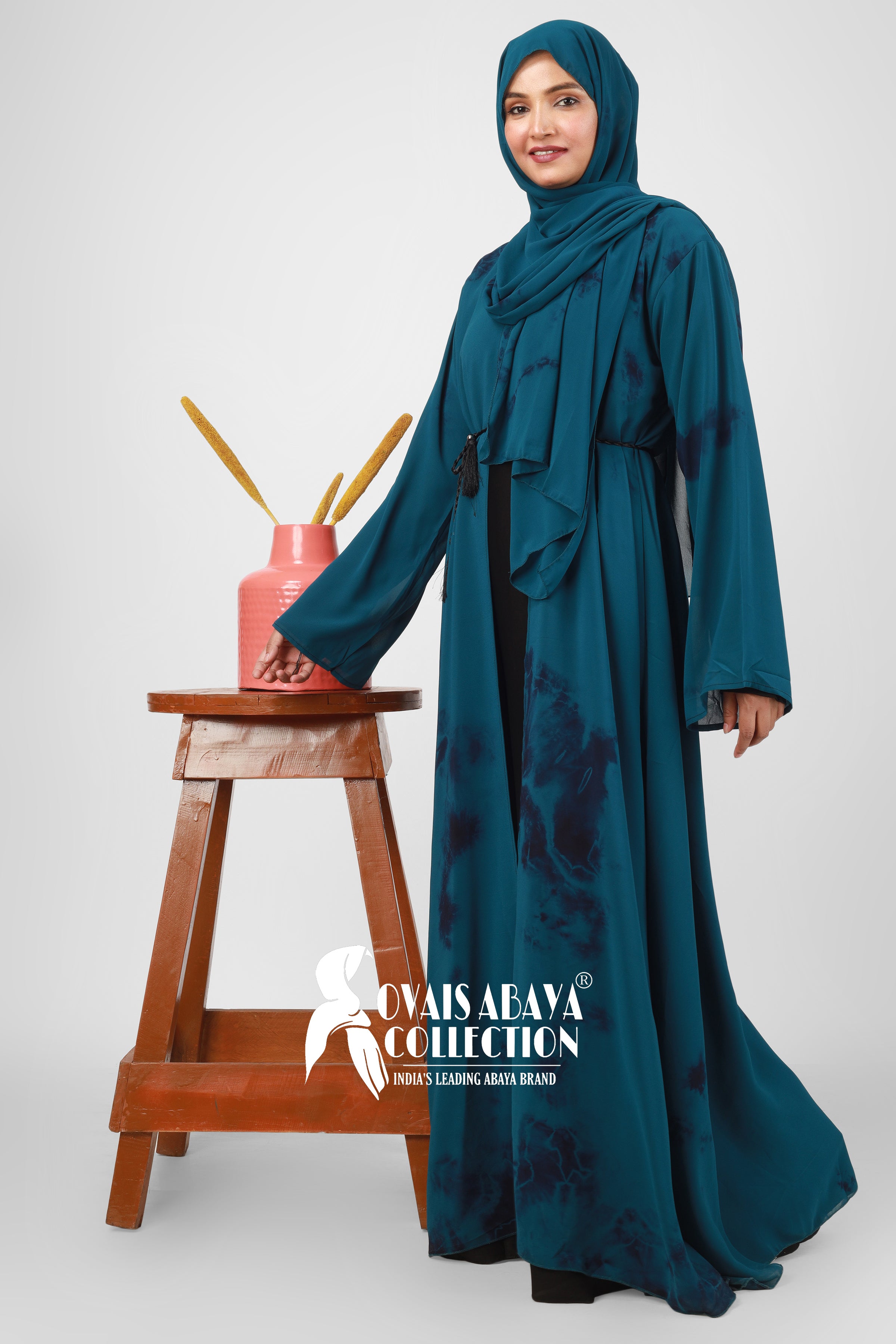 TAI DIE DOUBLE SHRUG ABAYA | TEAL