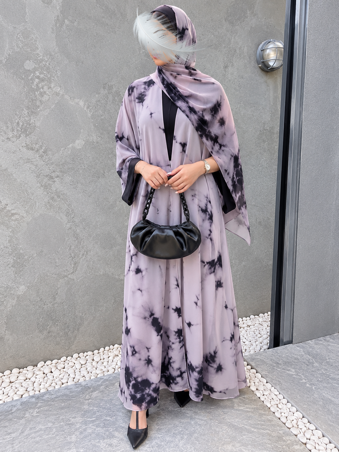 TAI DIE DOUBLE SHRUG ABAYA | PEACH