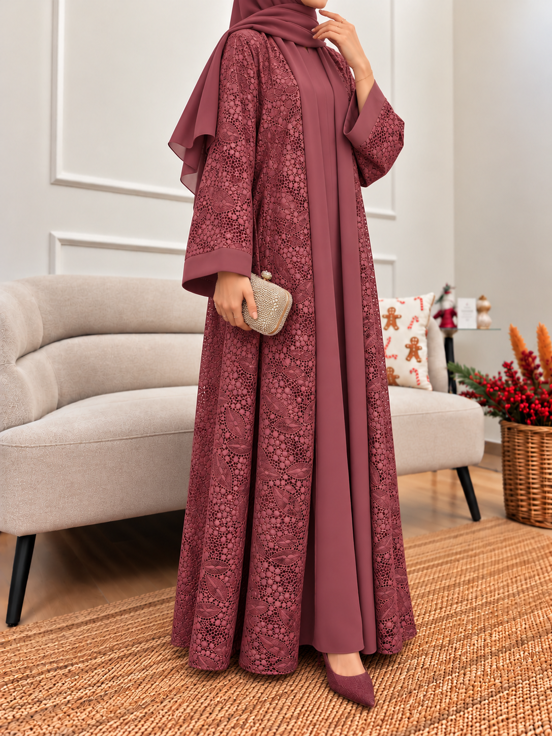 AEMAL DS NET ABAYA | MAROON