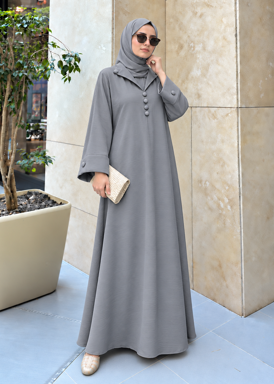 ARISHFA FULLY CLOSED ABAYA | GRAY