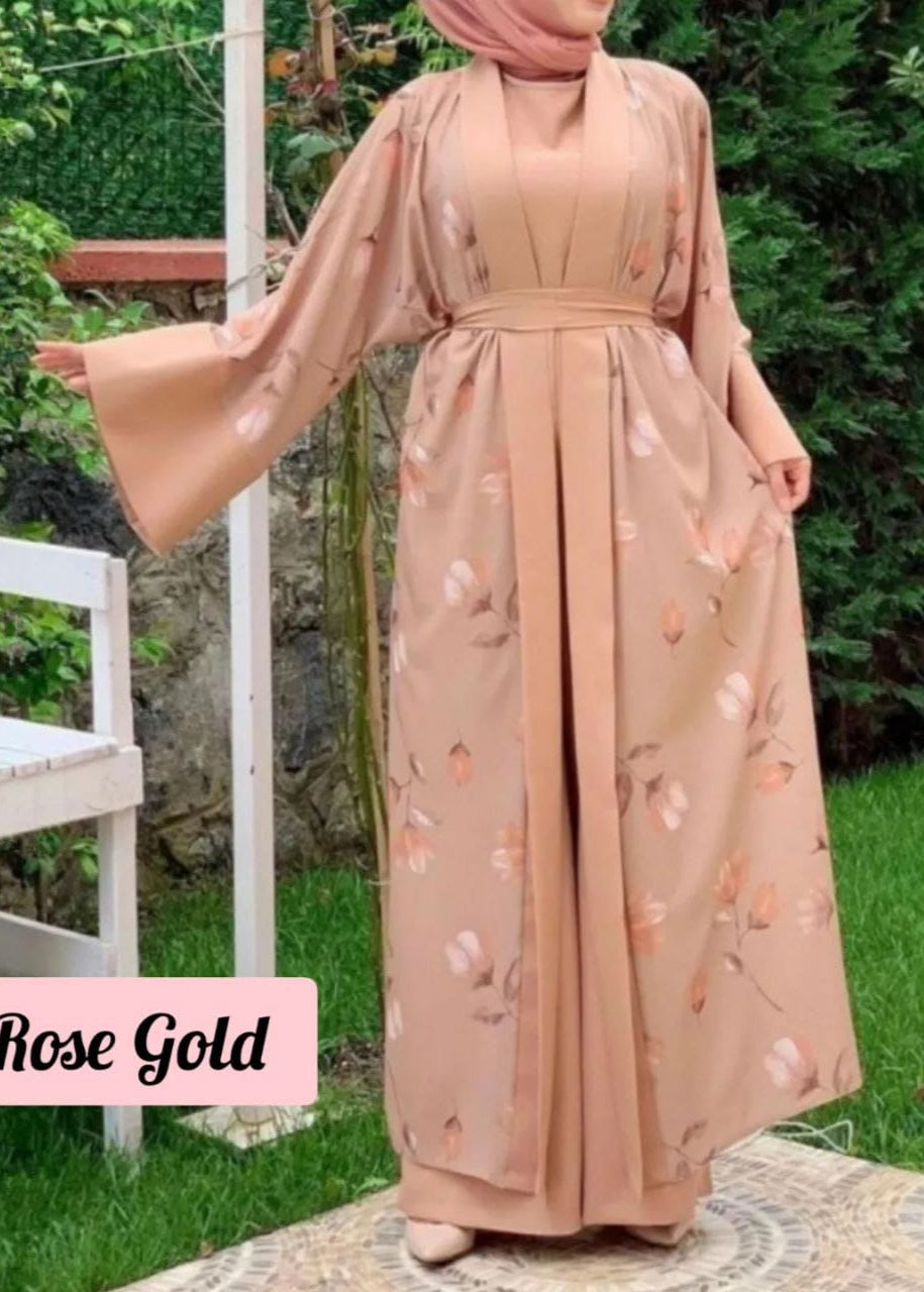 MARHABA DOUBLE SHRUG ABAYA | ROSE GOLD
