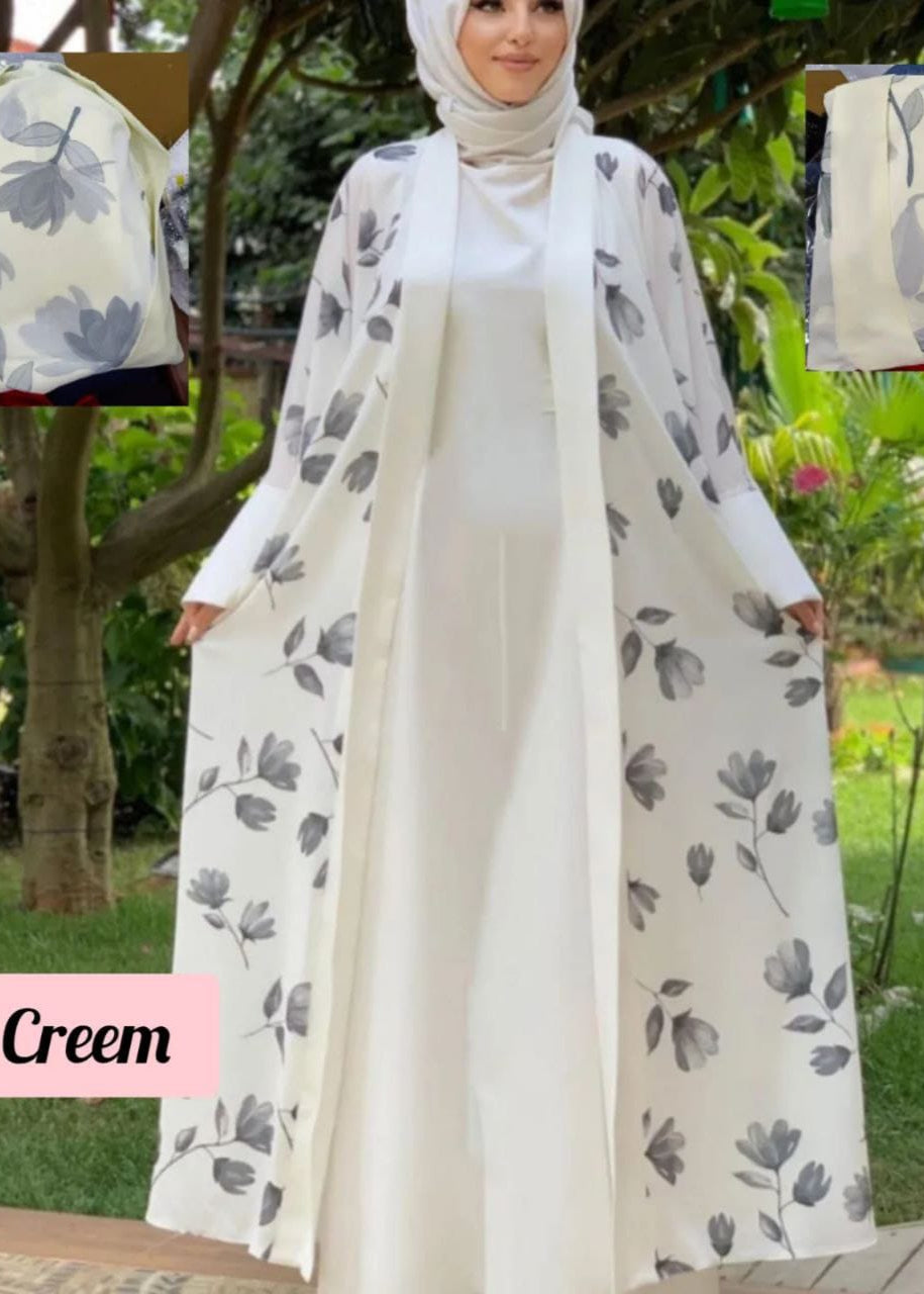 MARHABA DOUBLE SHRUG ABAYA | OFF CREAM