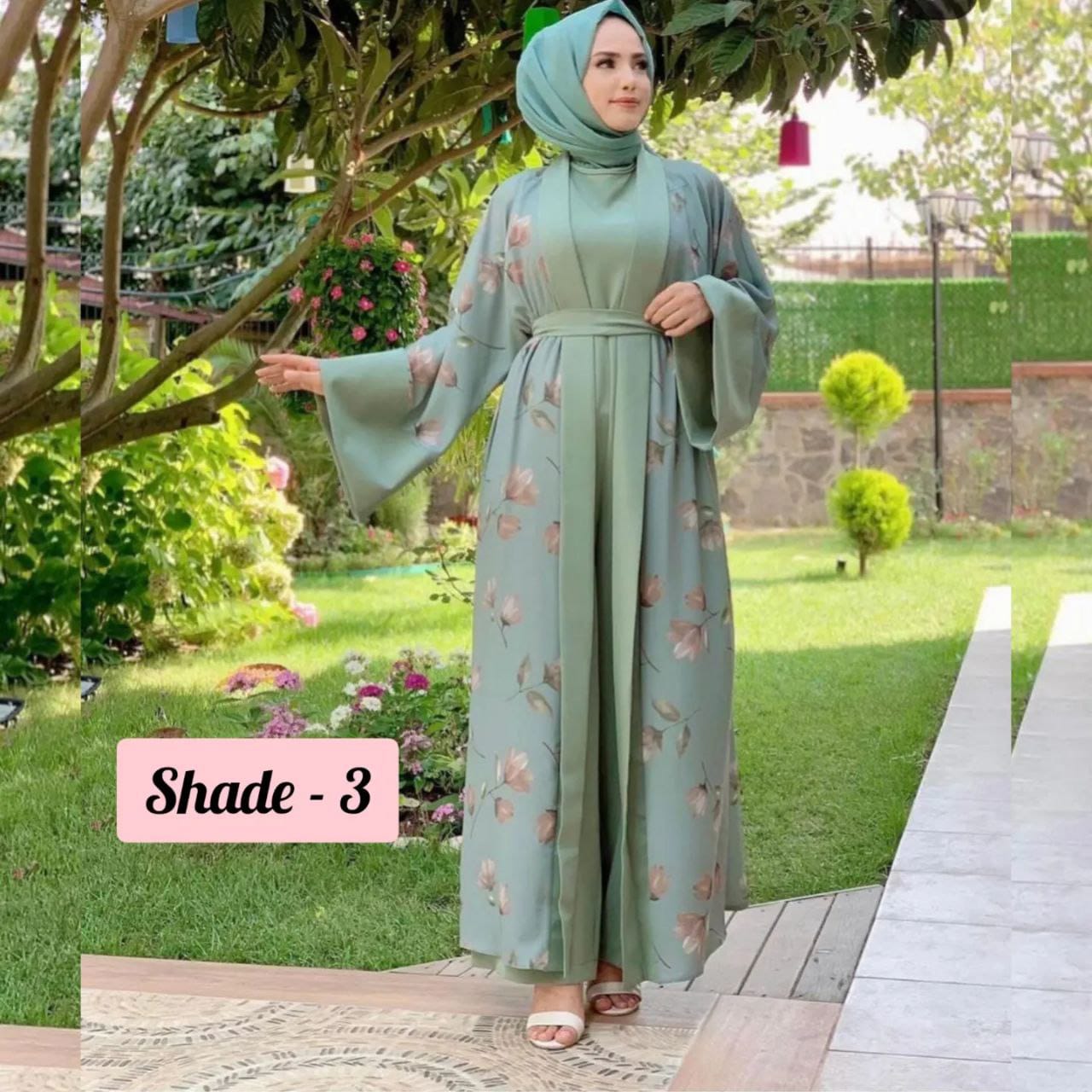 MARHABA DOUBLE SHRUG ABAYA | SKY BLUE
