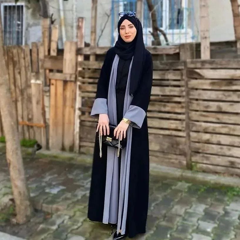 IMPORTED KIMONO ABAYA | BLACK TO GRAY