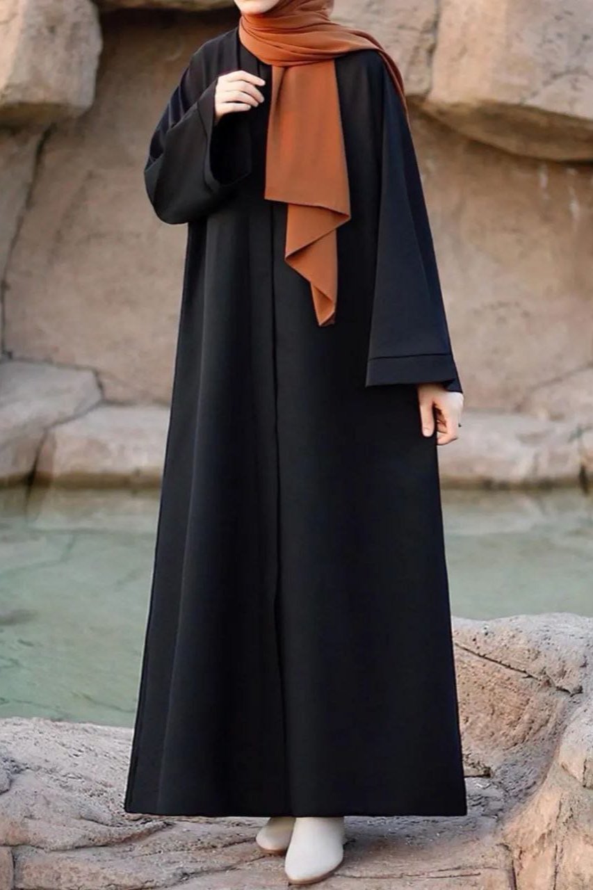 10-IN TURKISH FRONT OPEN ABAYA | BLACK
