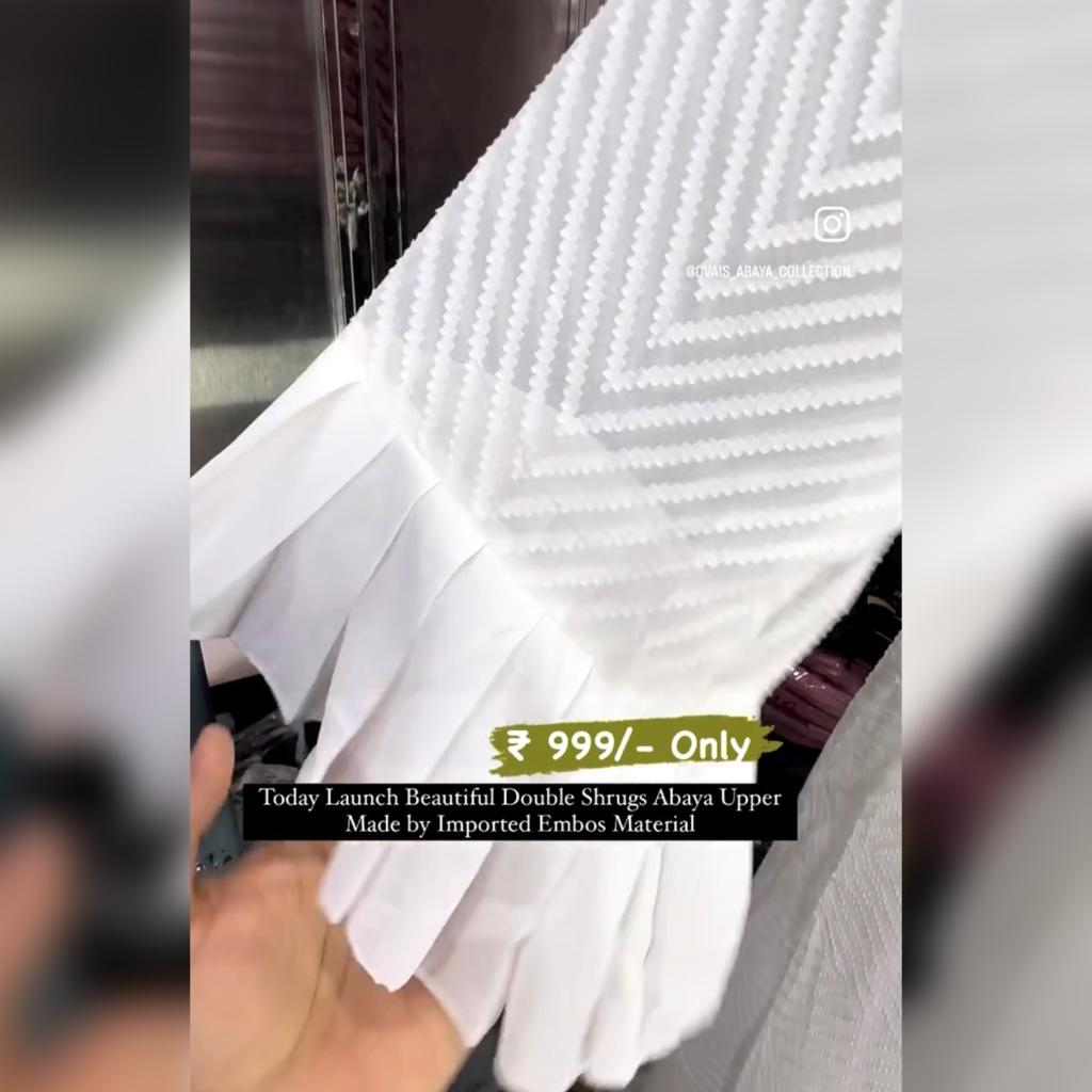 SPL WHITE EMBOS DOUBLE SHRUG ABAYA | WHITE