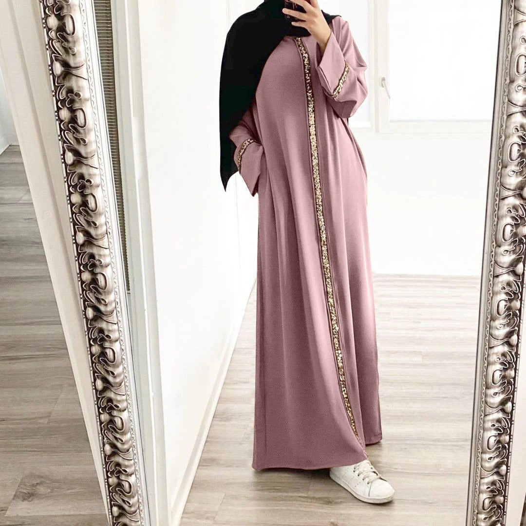 Venetian Lace Abaya in Pink