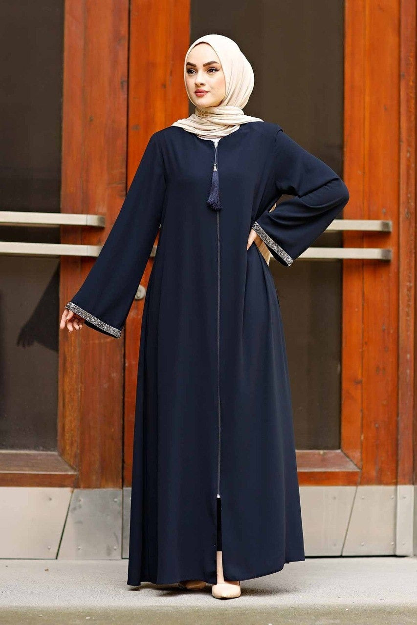 SAIRA ZIPPER ABAYA | NAVY BLUE