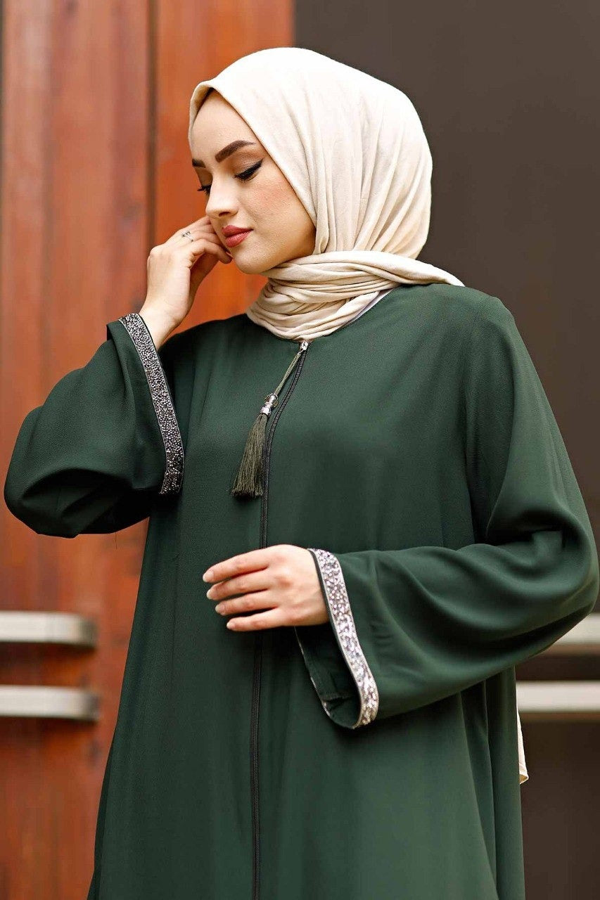 SAIRA ZIPPER ABAYA | OLIVE