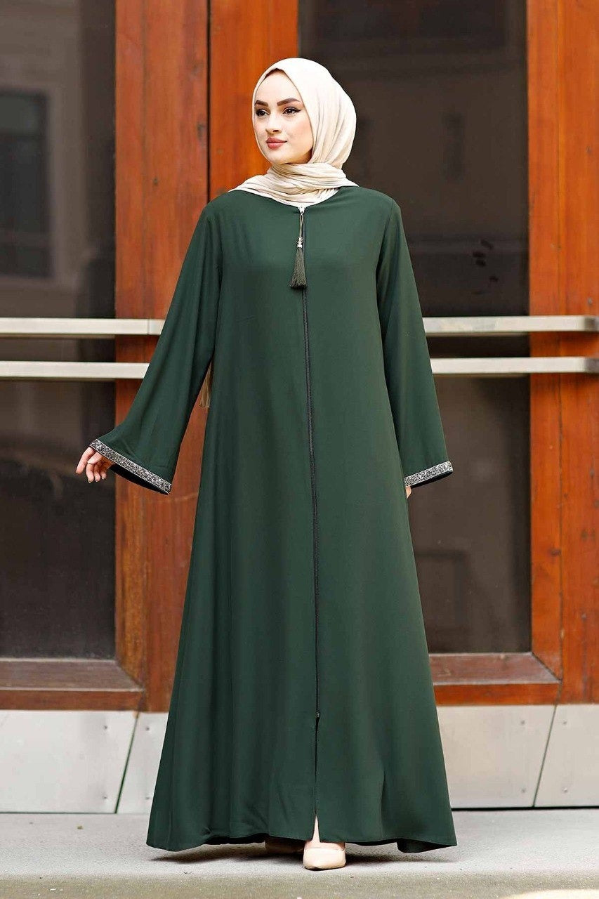 SAIRA ZIPPER ABAYA | OLIVE