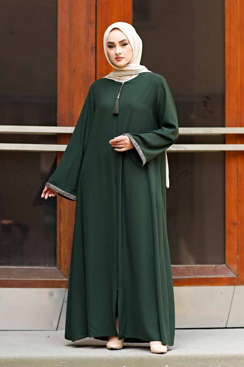 SAIRA ZIPPER ABAYA | OLIVE
