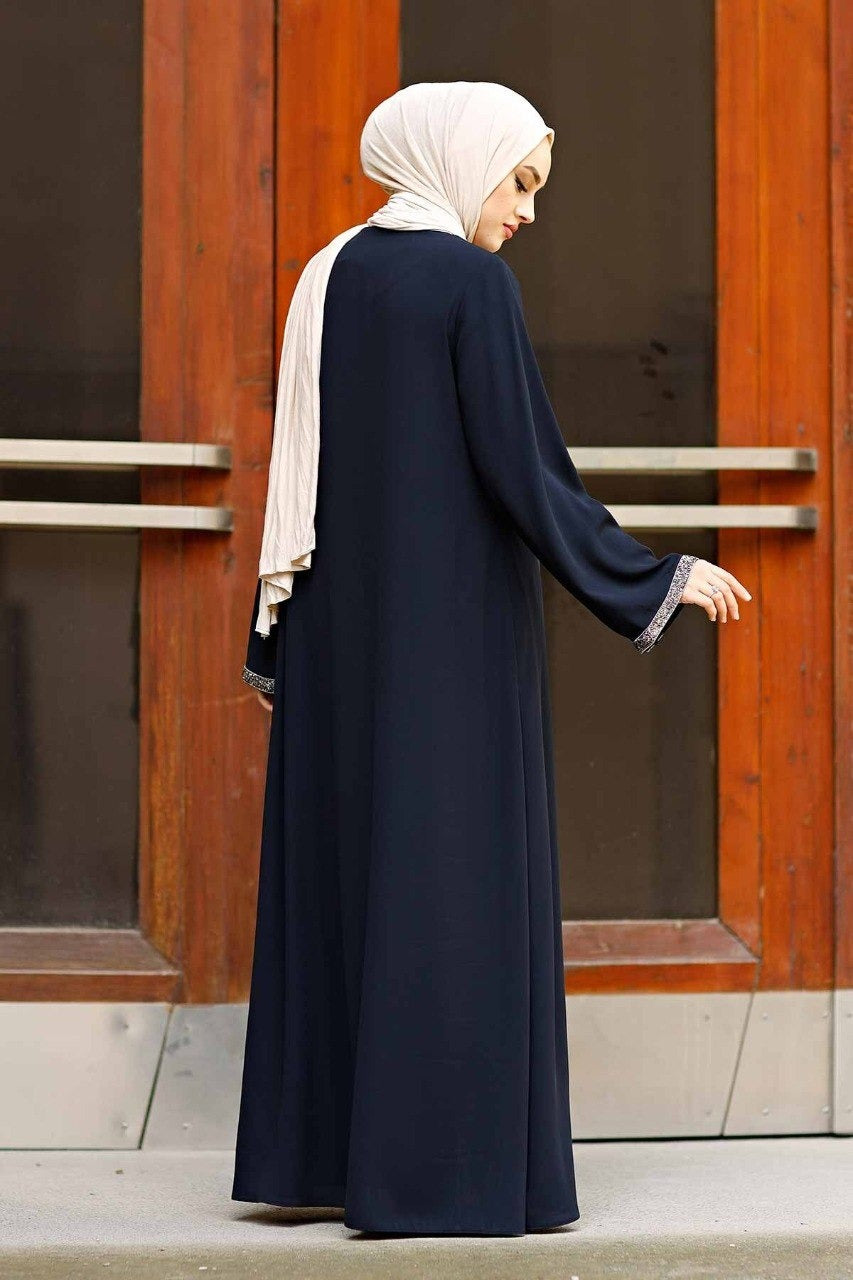 SAIRA ZIPPER ABAYA | NAVY BLUE