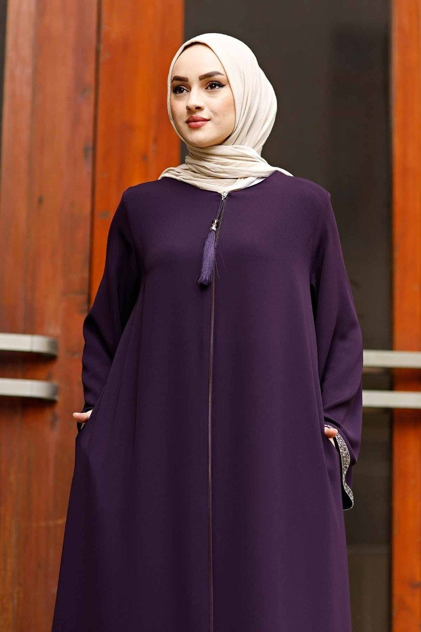 SAIRA ZIPPER ABAYA | PURPLE
