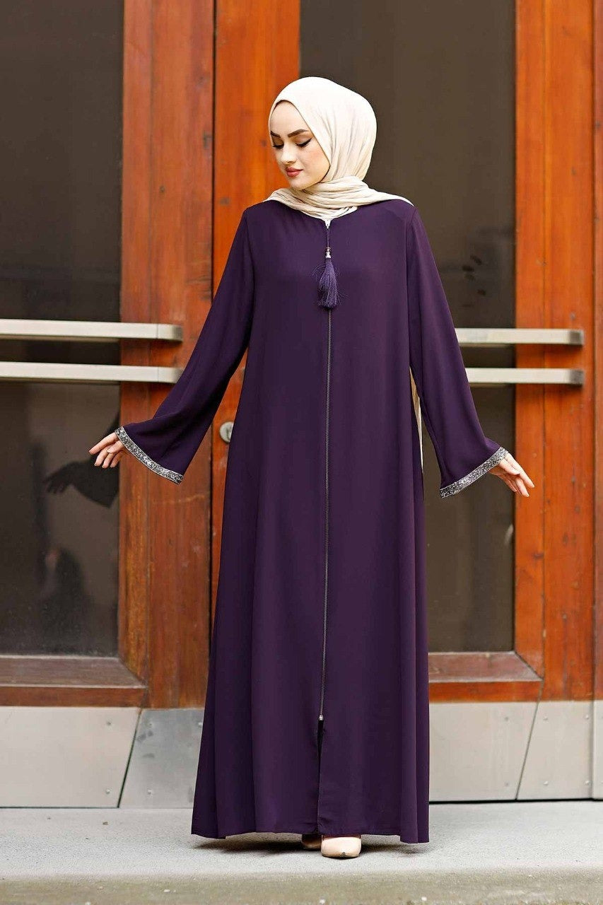 SAIRA ZIPPER ABAYA | PURPLE