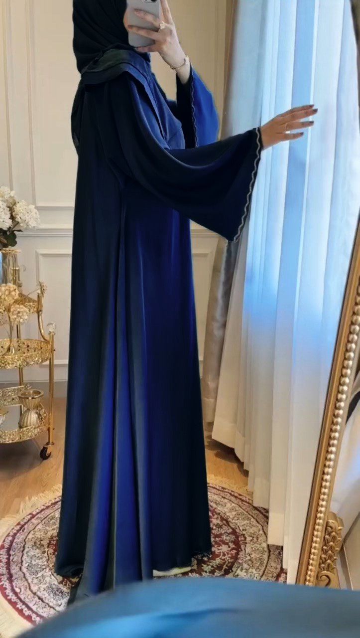 ZAHRA STONE LACE ABAYA | NAVY BLUE