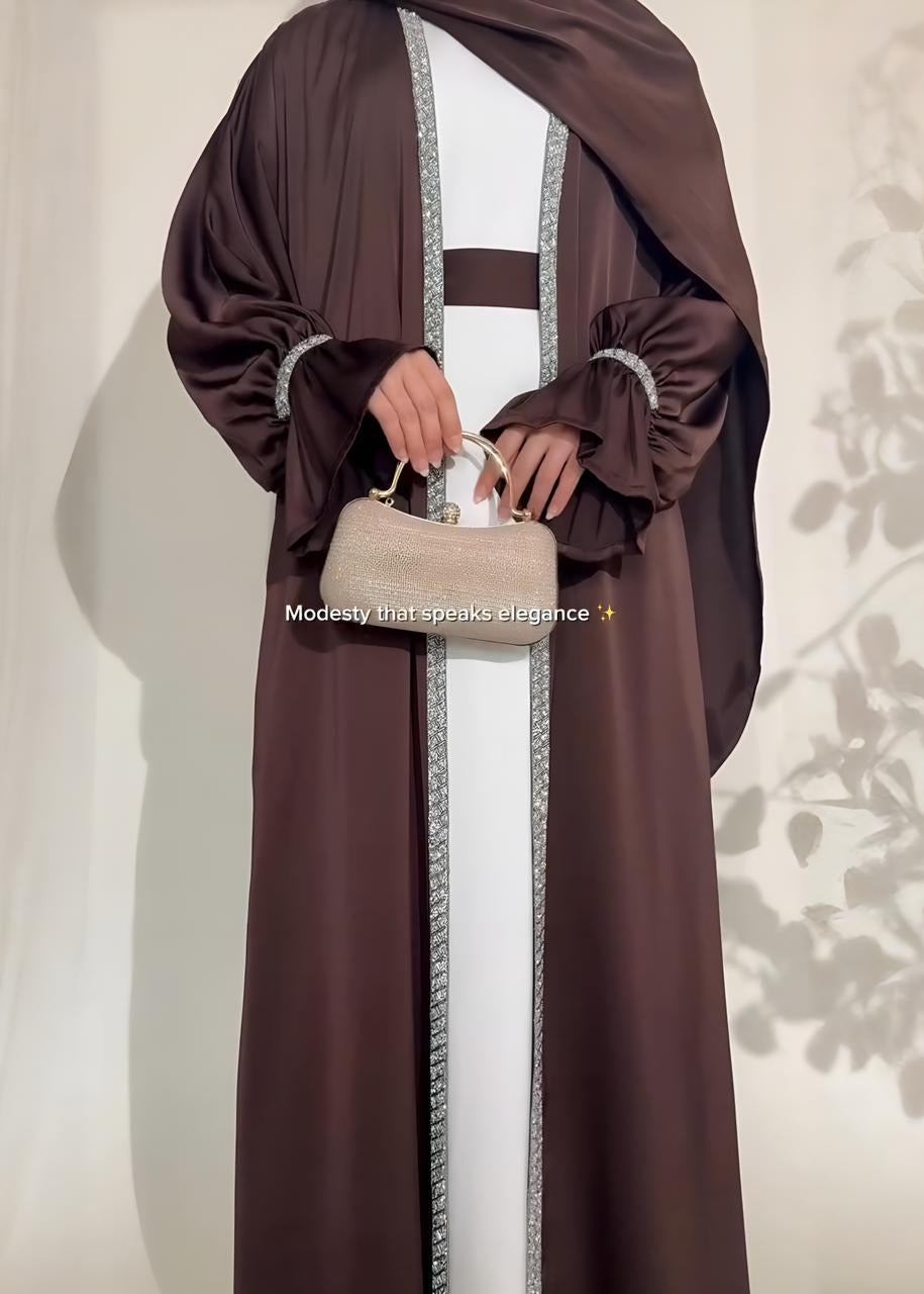 SAHARA DOUBLE SHRUG ABAYA | BROWN