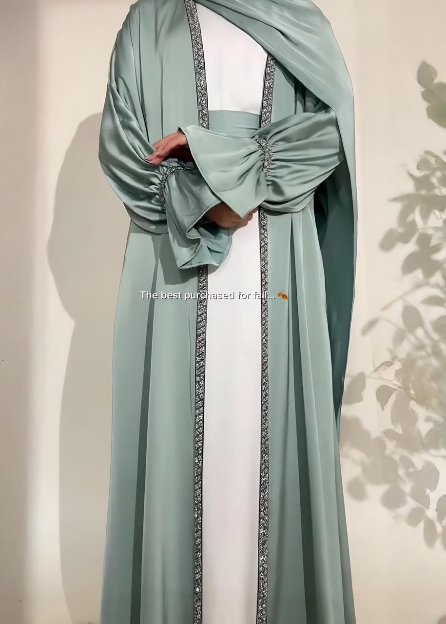 SAHARA DOUBLE SHRUG ABAYA | SEA GREEN