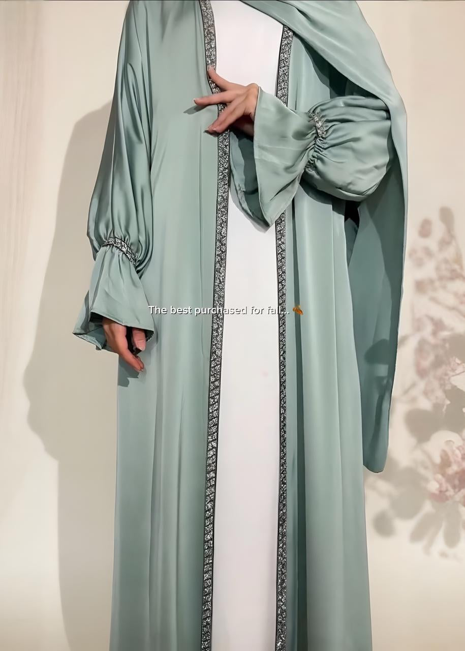 SAHARA DOUBLE SHRUG ABAYA | SEA GREEN