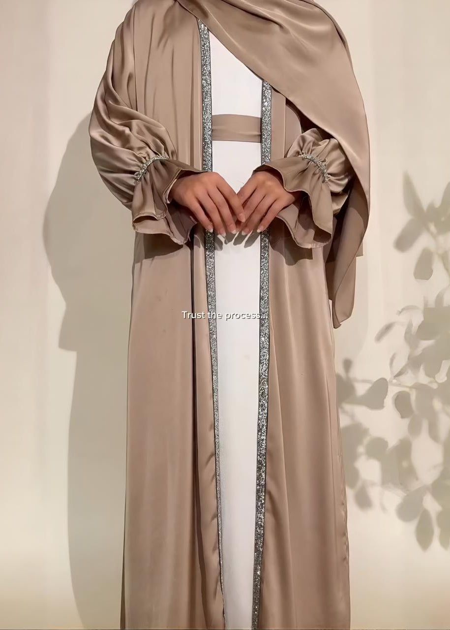 SAHARA DOUBLE SHRUG ABAYA | NUDE