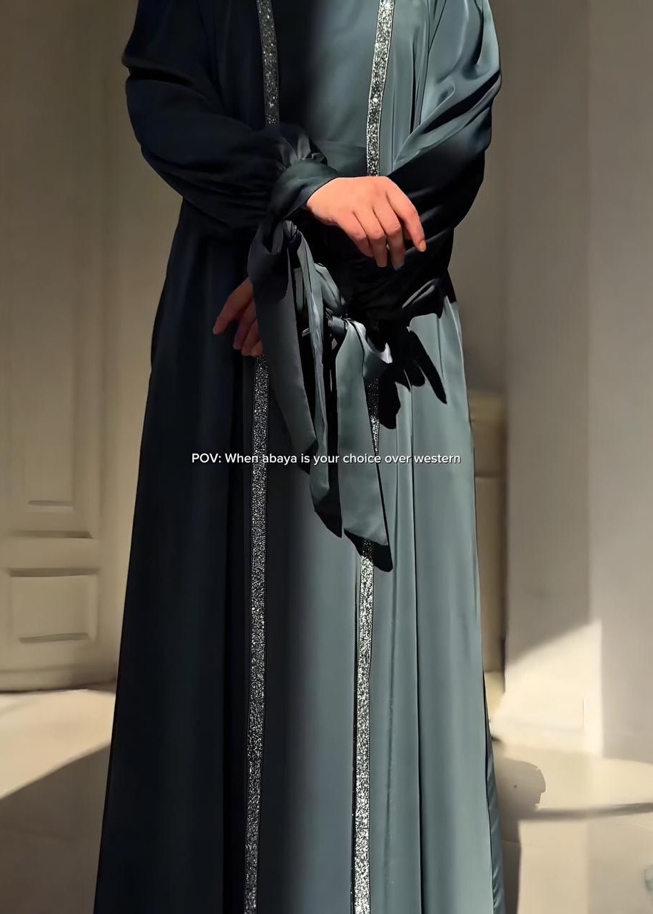 BISMA DOUBLE SHRUG ABAYA | TEAL