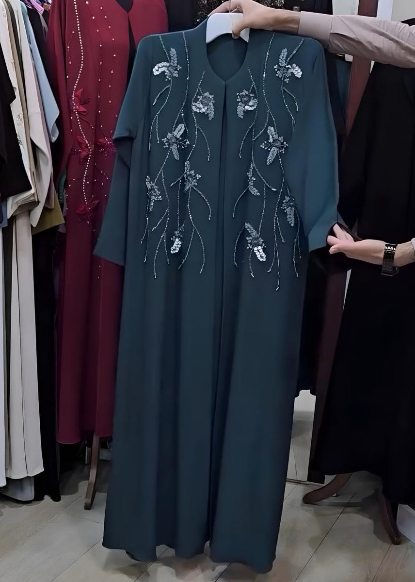 ALFISHAH FRONT OPEN ABAYA | TEAL