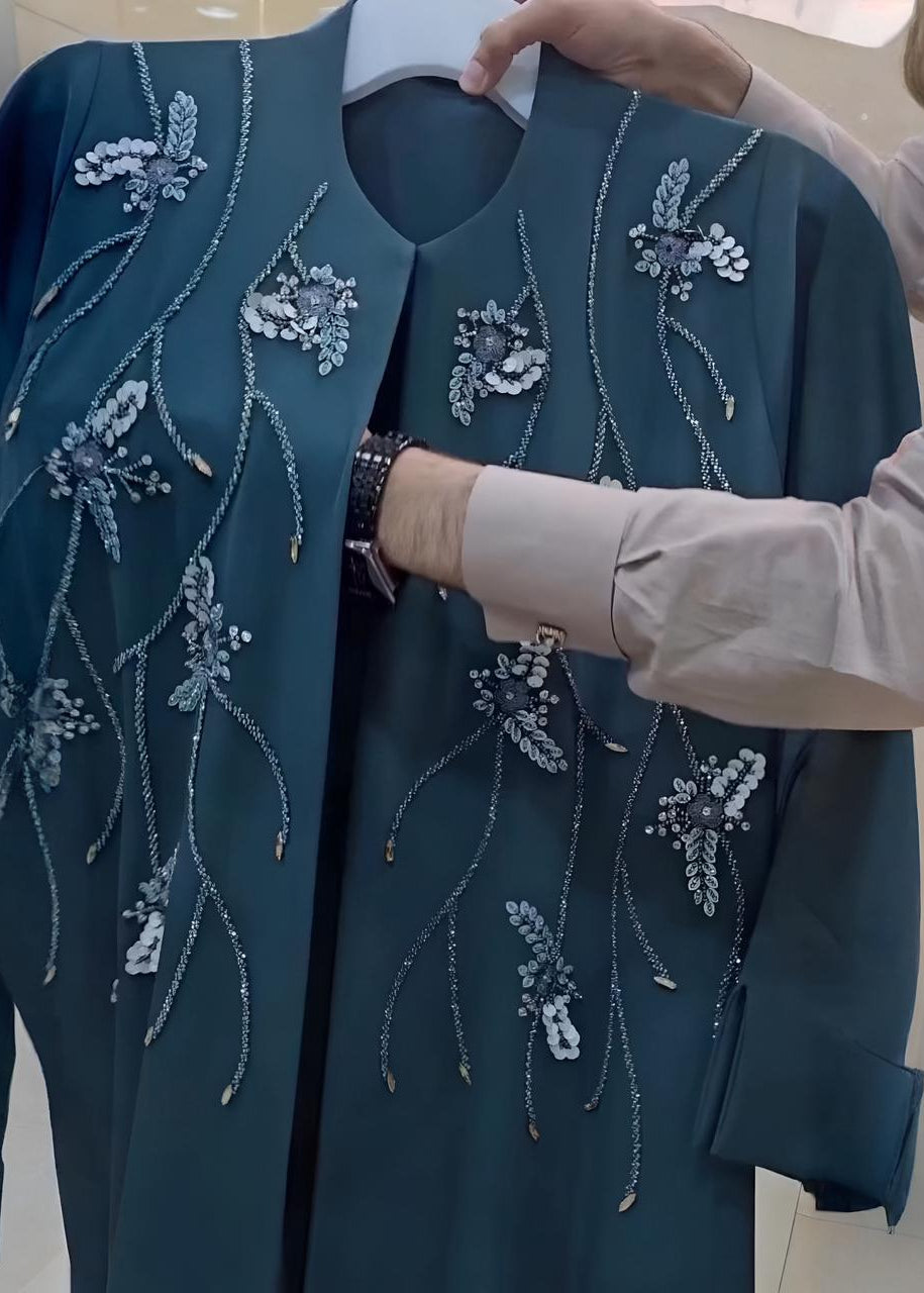 ALFISHAH FRONT OPEN ABAYA | TEAL