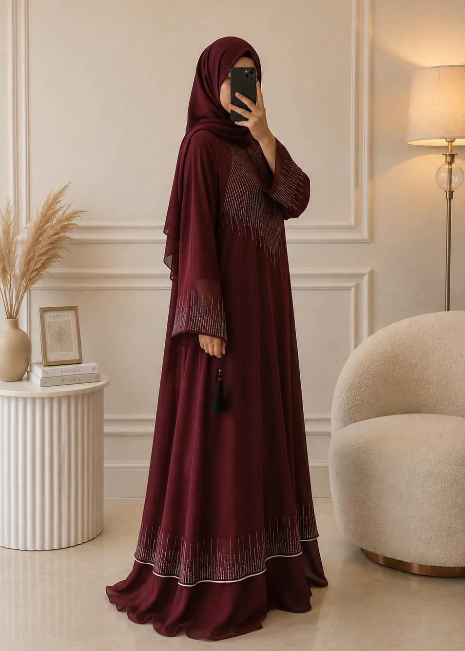 1225 - HEARTSTONE ABAYA | RED